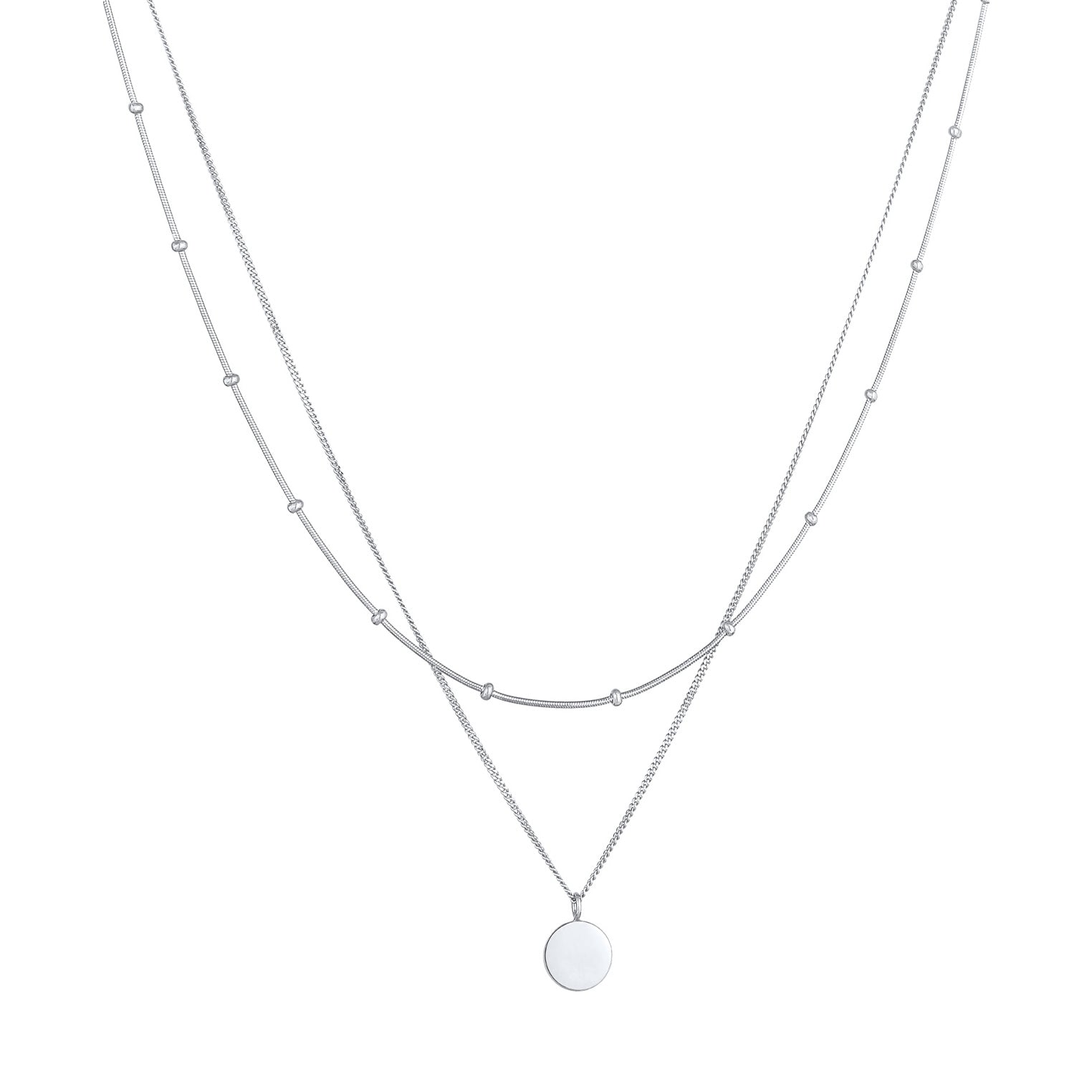 Silber - Elli | Layer-Halskette Plättchen | 925er Sterling Silber