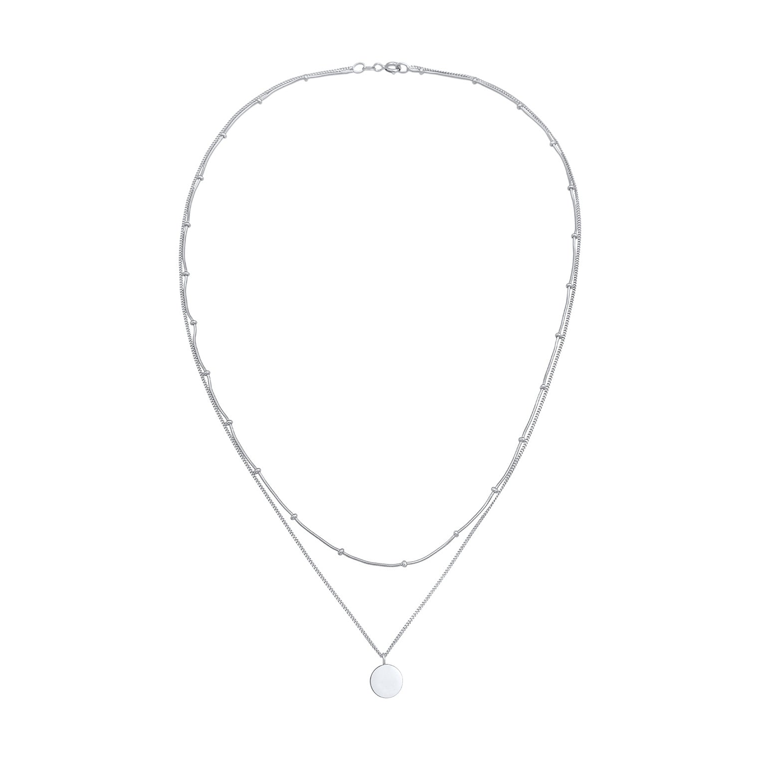 Silber - Elli | Layer-Halskette Plättchen | 925er Sterling Silber