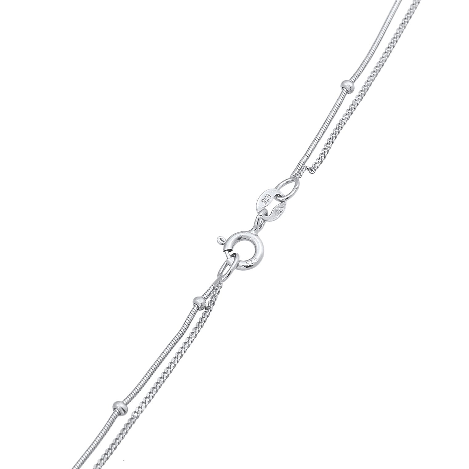 Silber - Elli | Layer-Halskette Plättchen | 925er Sterling Silber