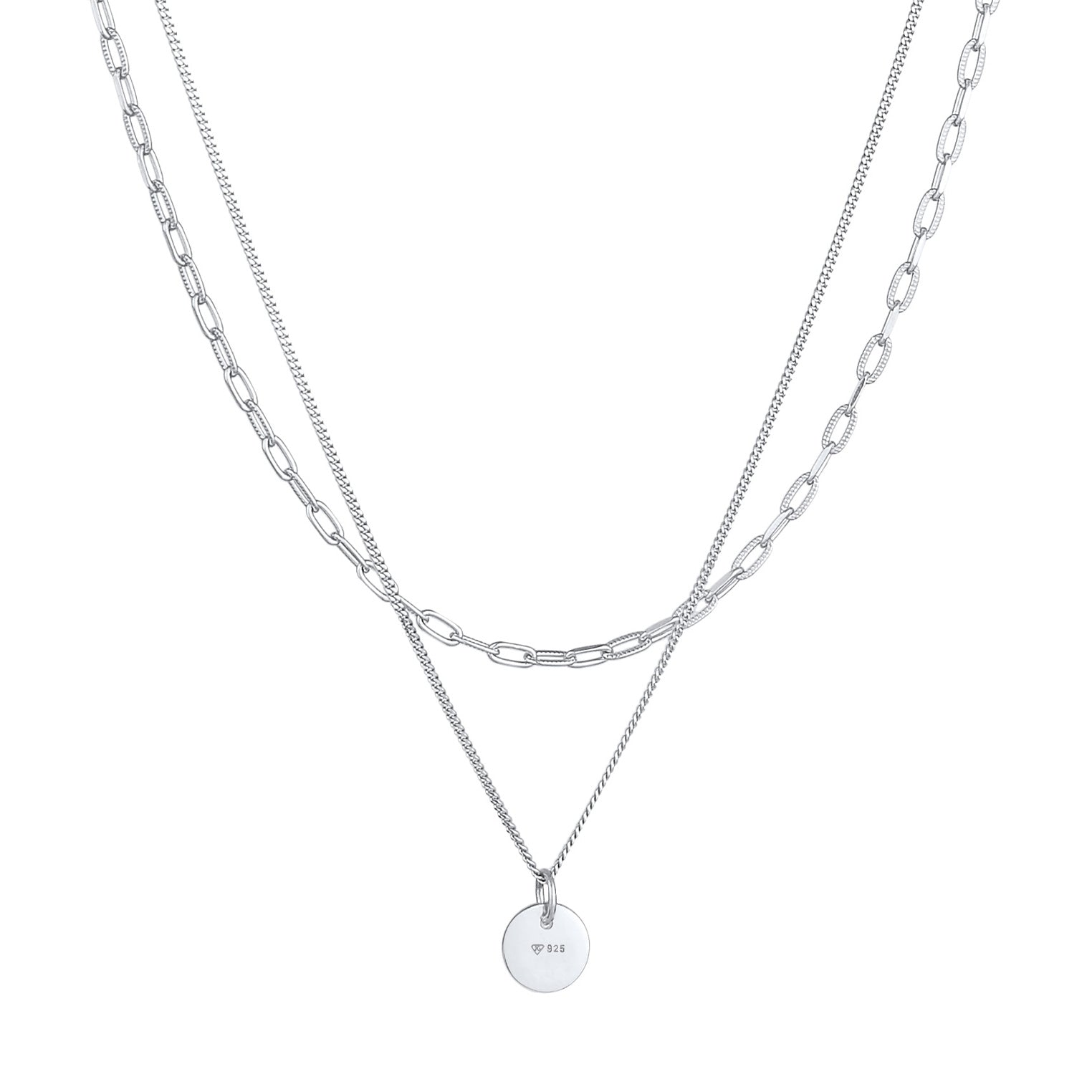 Silber - Elli | Layer-Halskette Plättchen | 925er Sterling Silber