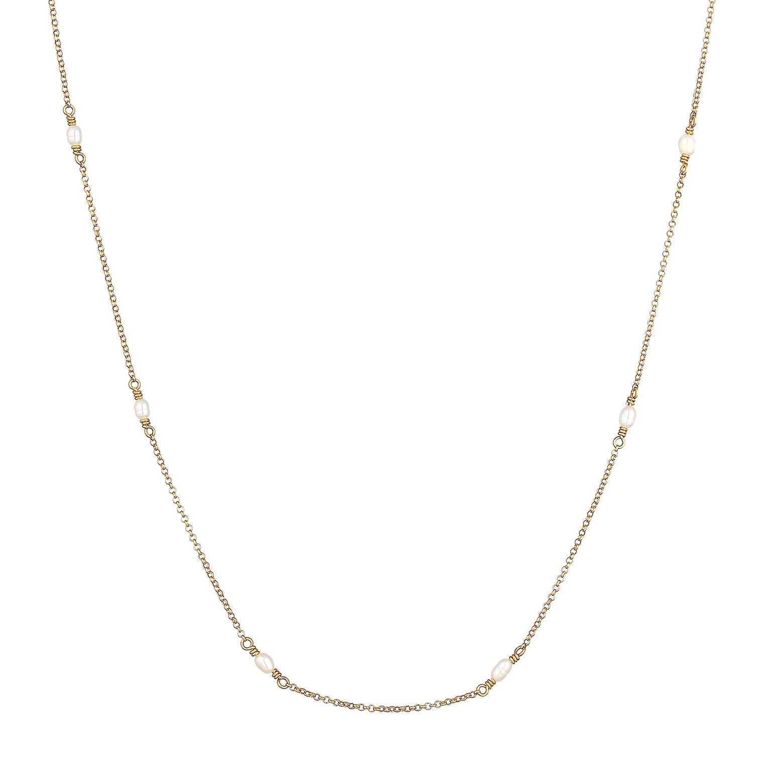 Gold - Elli | Halskette Basic | Süßwasserperlen | 925er Sterling Silber Vergoldet