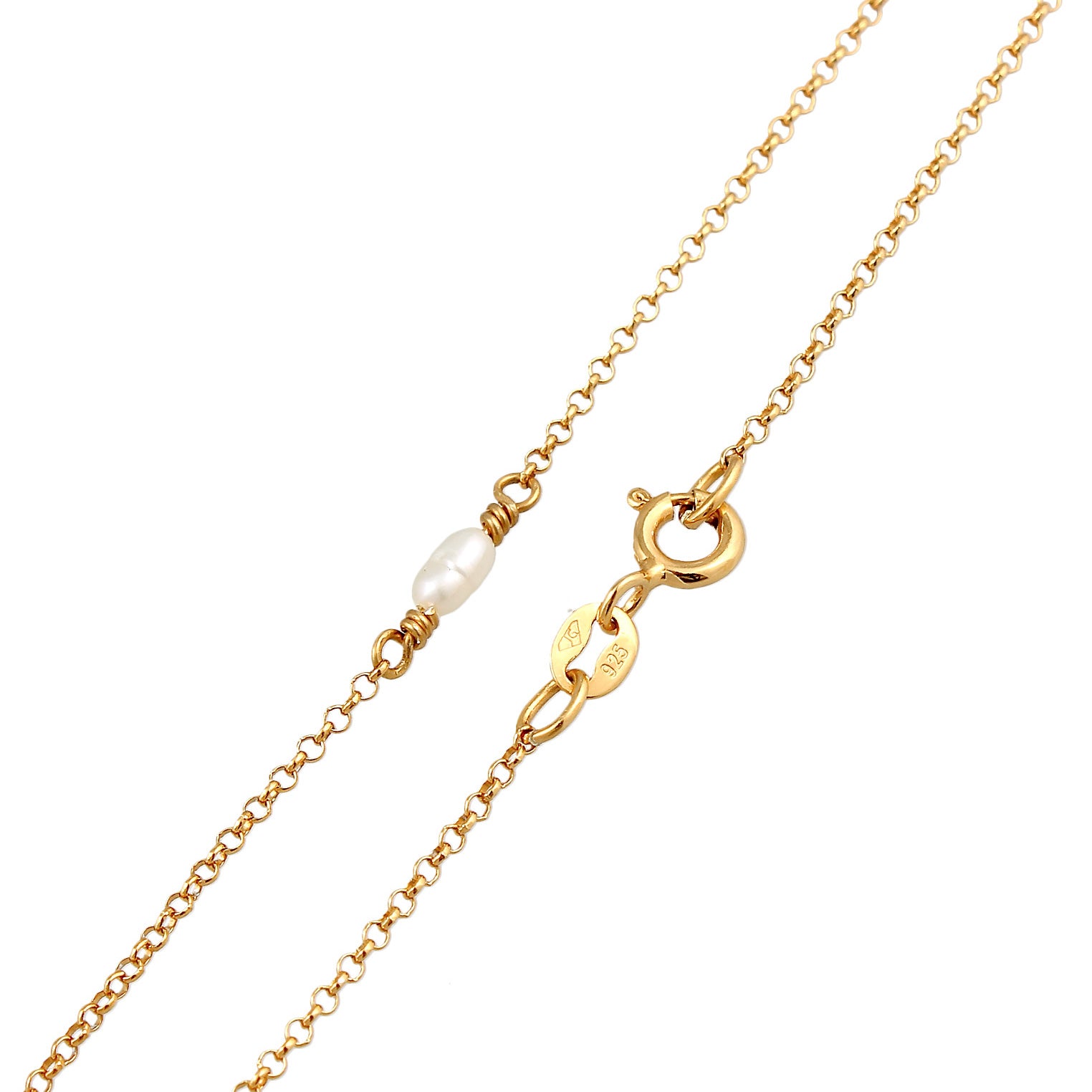 Gold - Elli | Halskette Basic | Süßwasserperlen | 925er Sterling Silber Vergoldet