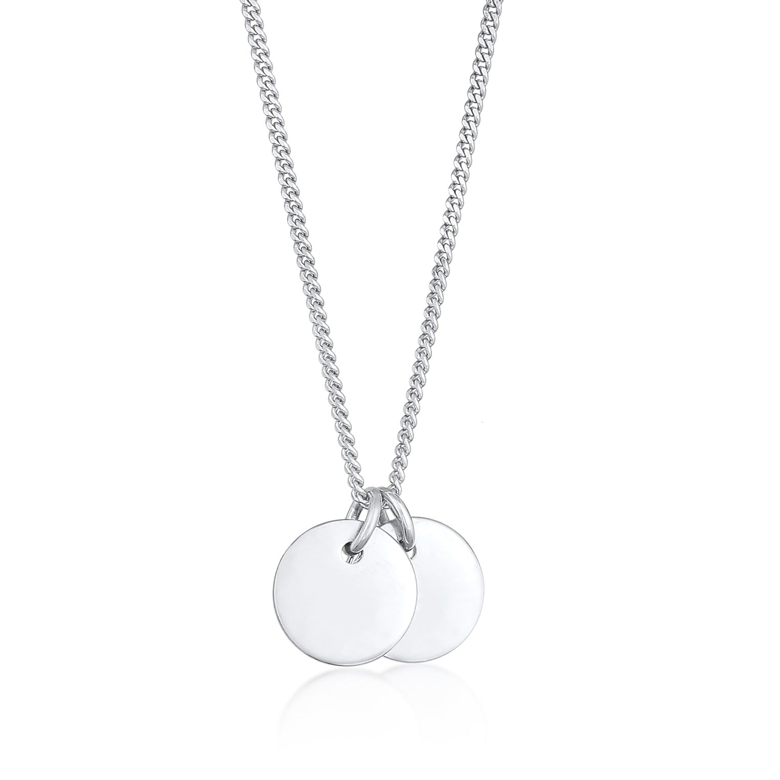 Silber - Elli | Halskette Plättchen Coin | 925er Sterling Silber