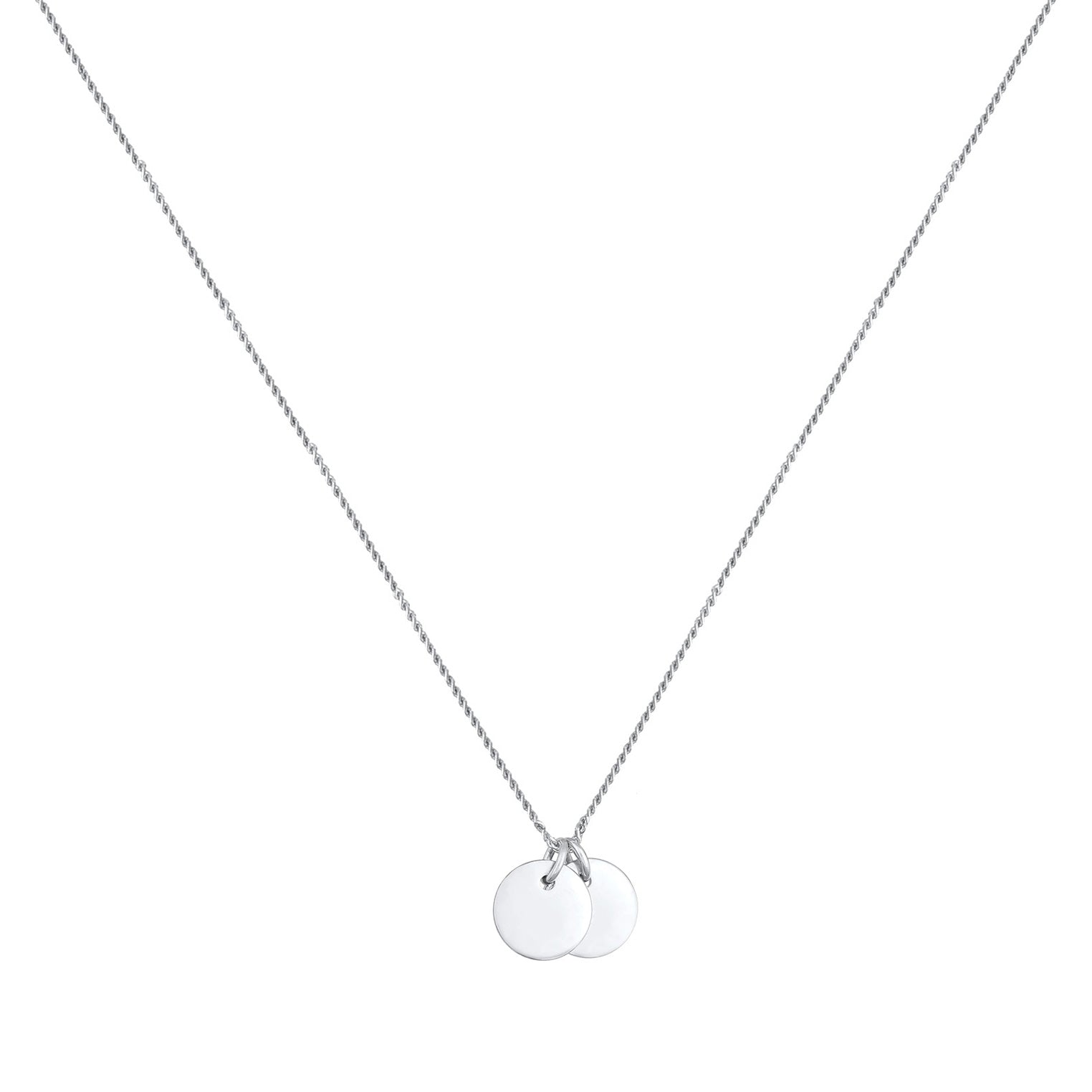 Silber - Elli | Halskette Plättchen Coin | 925er Sterling Silber