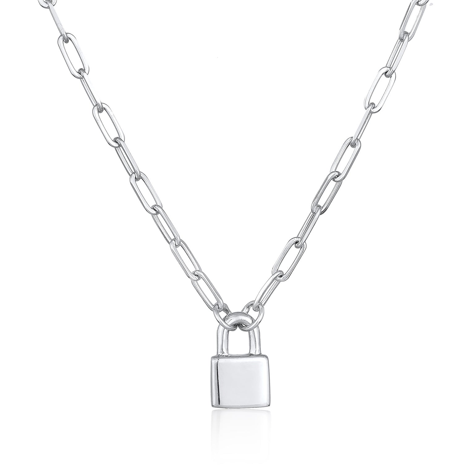 Liebe Jewelry 925er Silber Elli – Unisex rhodiniert Schloss Gliederkette