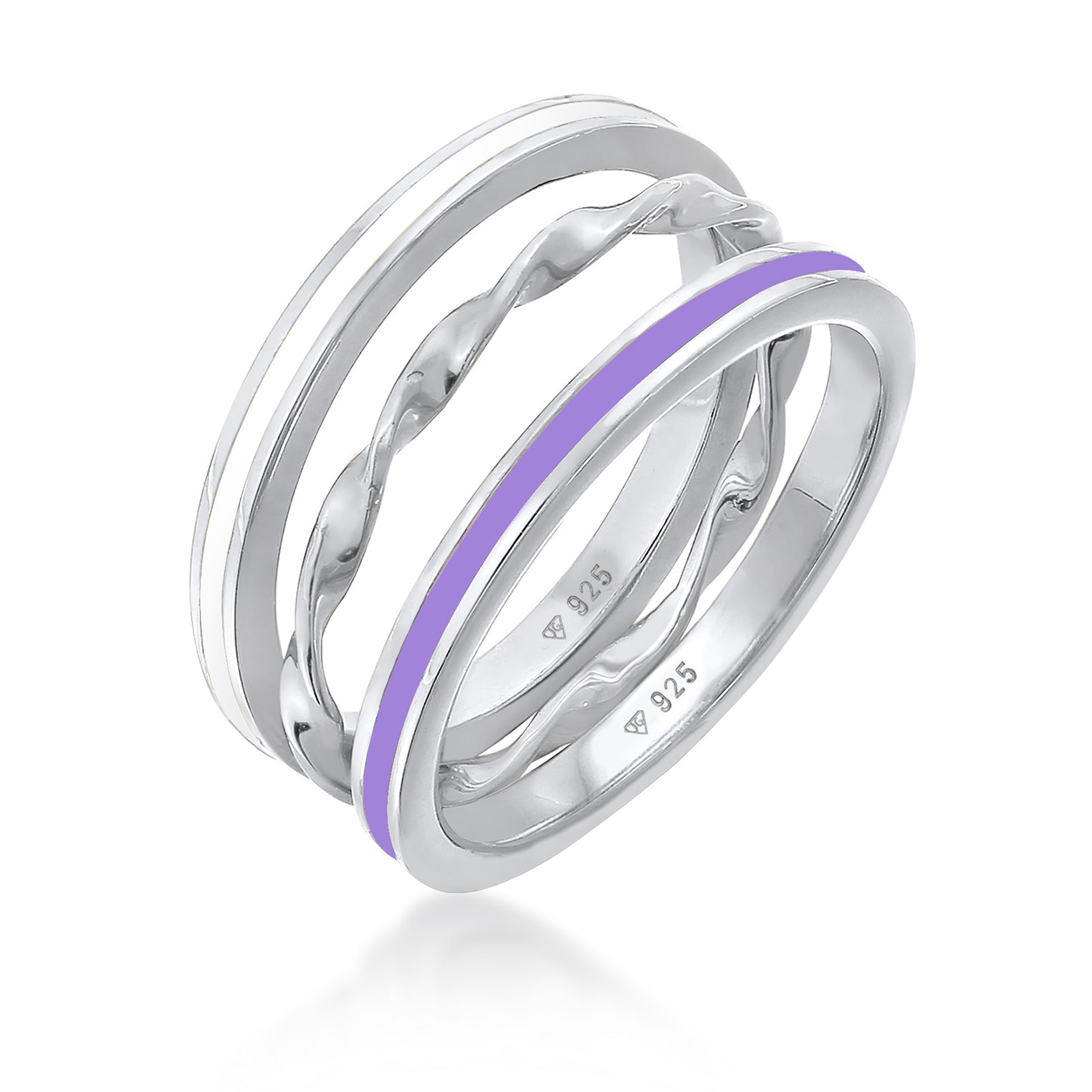 Silber - Elli | Ringset | Emaille (Lila) | 925er Sterling Silber