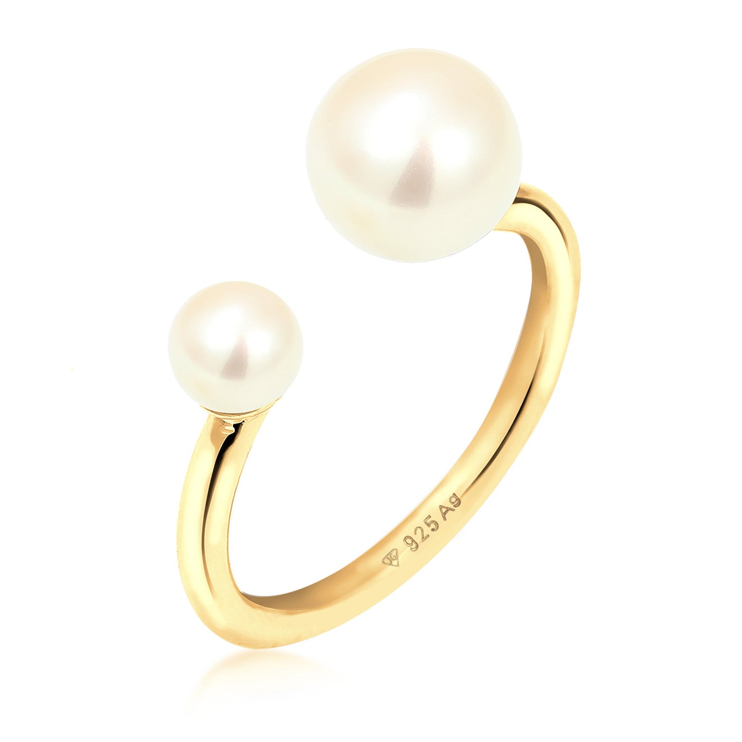 Gold - Elli | Ring Offen | Süßwasserperle | 925er Sterling Silber Vergoldet