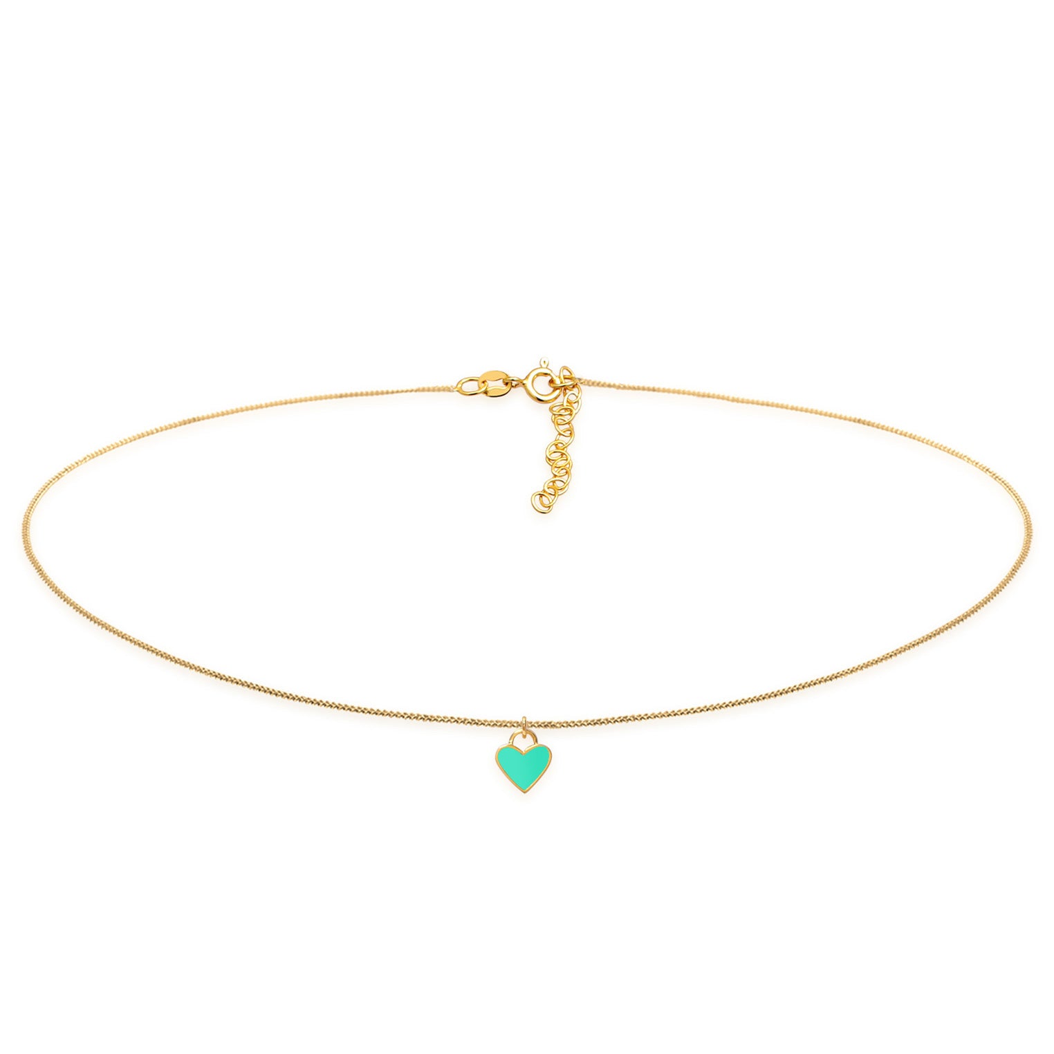 Türkis - Elli | Choker Herz | Emaille | 925er Sterling Silber
