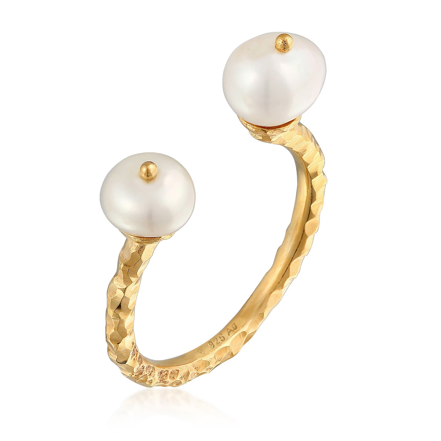 Gold - Elli PREMIUM | Ring Offen | Süßwasserzuchtperle | 925er Sterling Silber