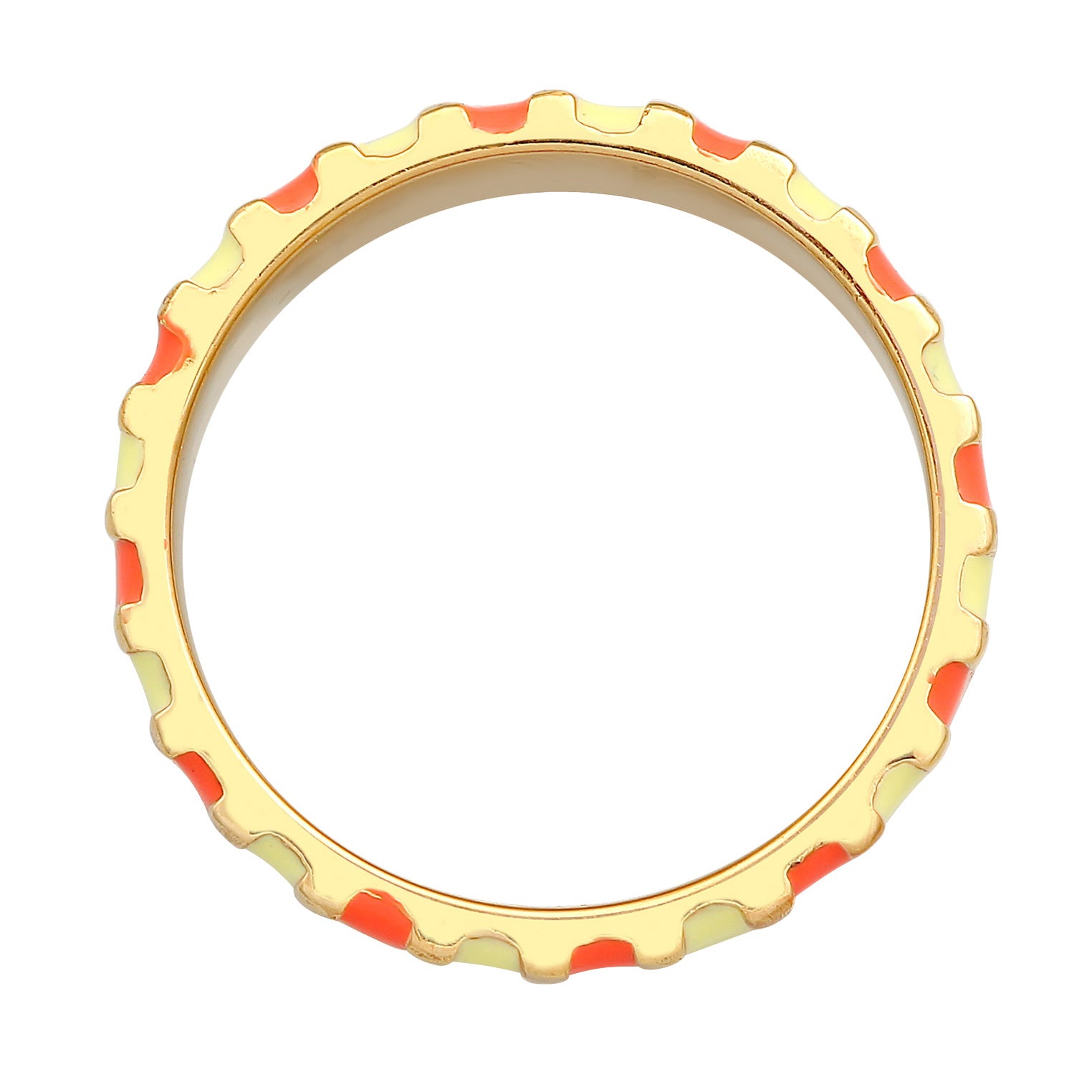 Orange - Elli | Bandring Rillen | Emaille (Orange) | 925er Sterling Silber Vergoldet