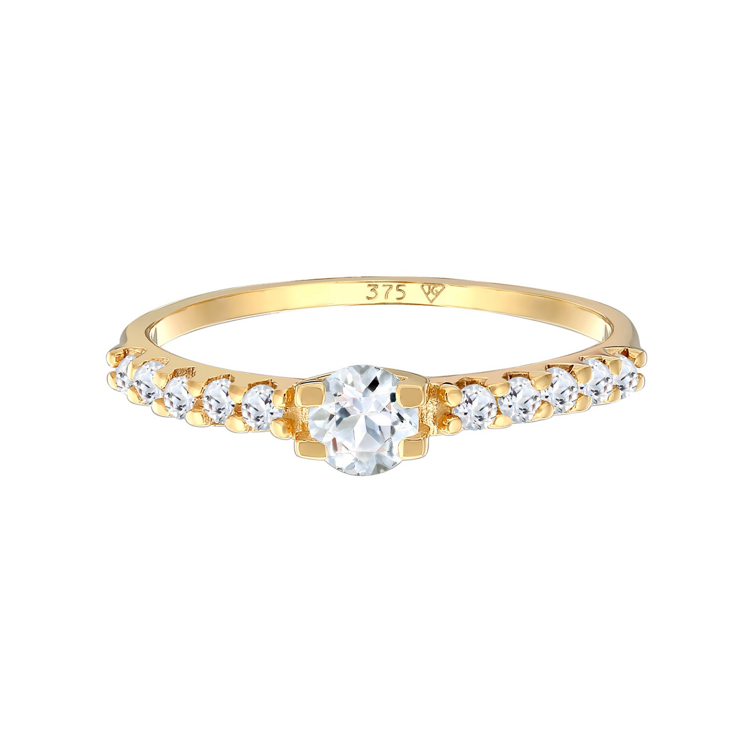 Gold - Elli PREMIUM | Solitär-Ring Verlobung | Topas (Weiß) | 375er Gelbgold