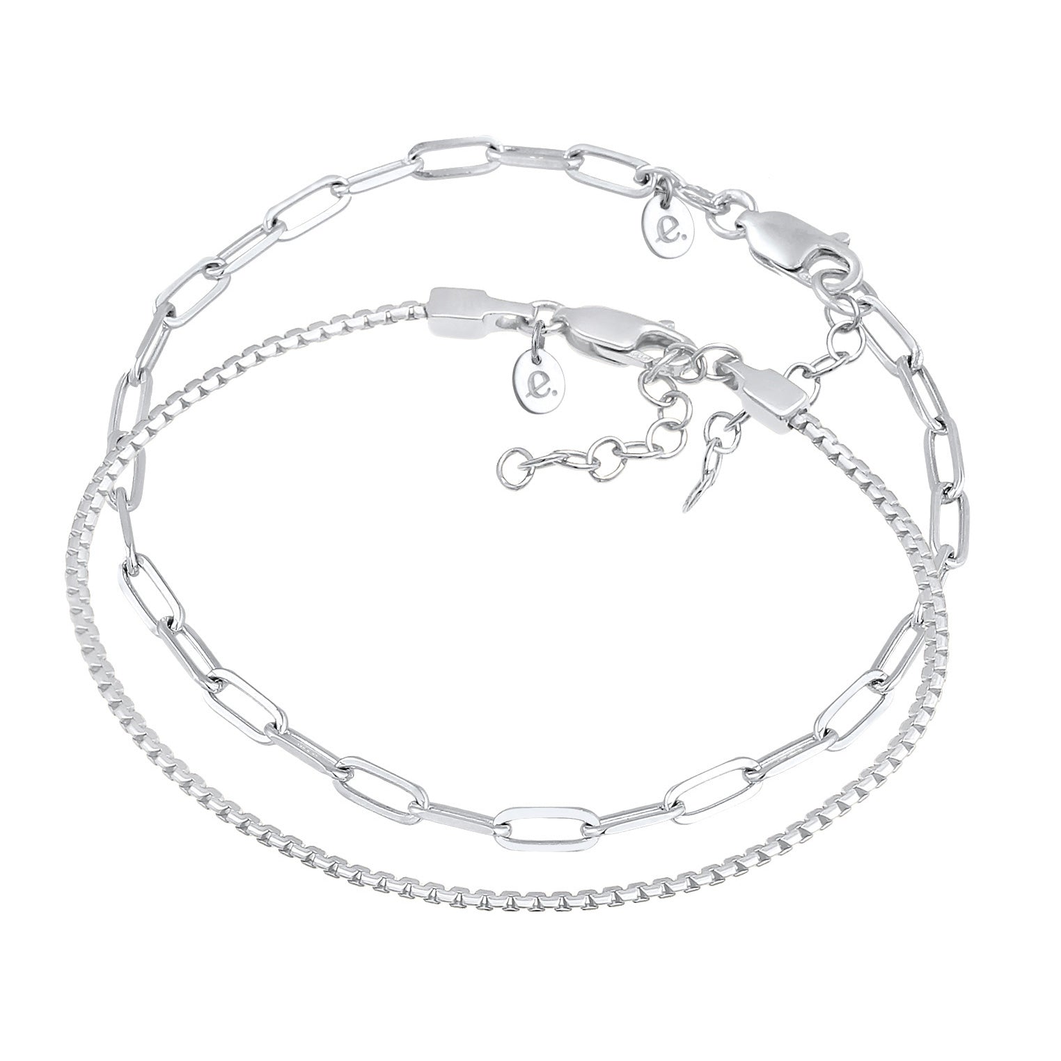 Silber - Elli PREMIUM | Basic Armbänder 2er Set | 925er Sterling Silber