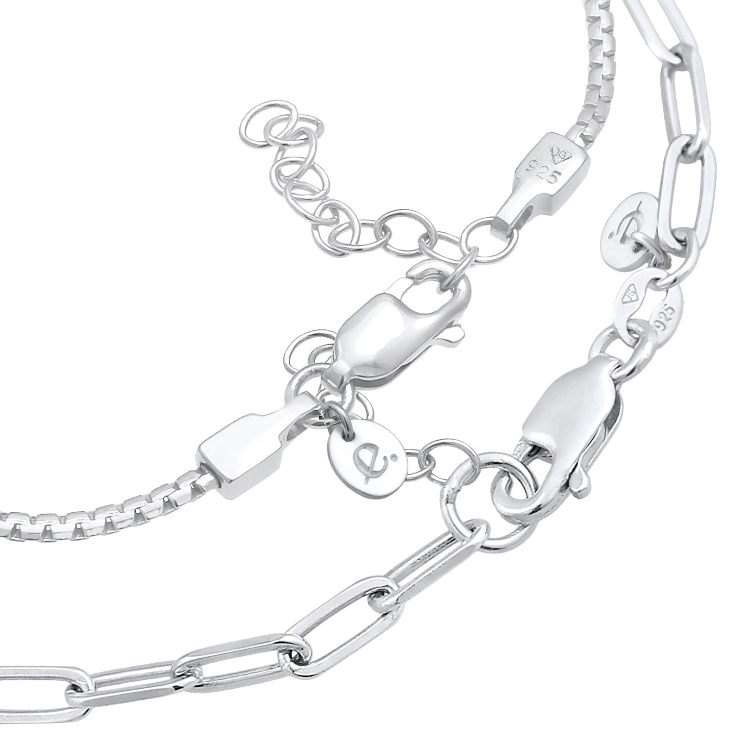 Silber - Elli PREMIUM | Basic Armbänder 2er Set | 925er Sterling Silber