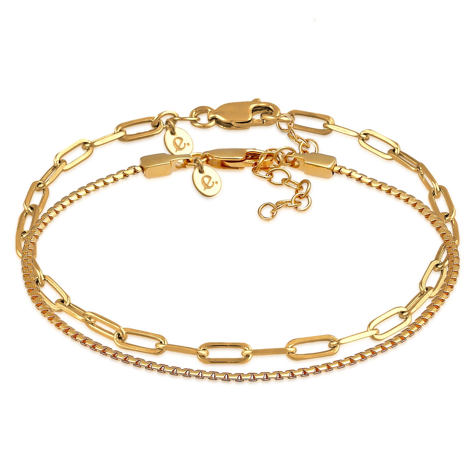 Gold - Elli PREMIUM | Gliederarmband Set Basic | 925er Sterling Silber