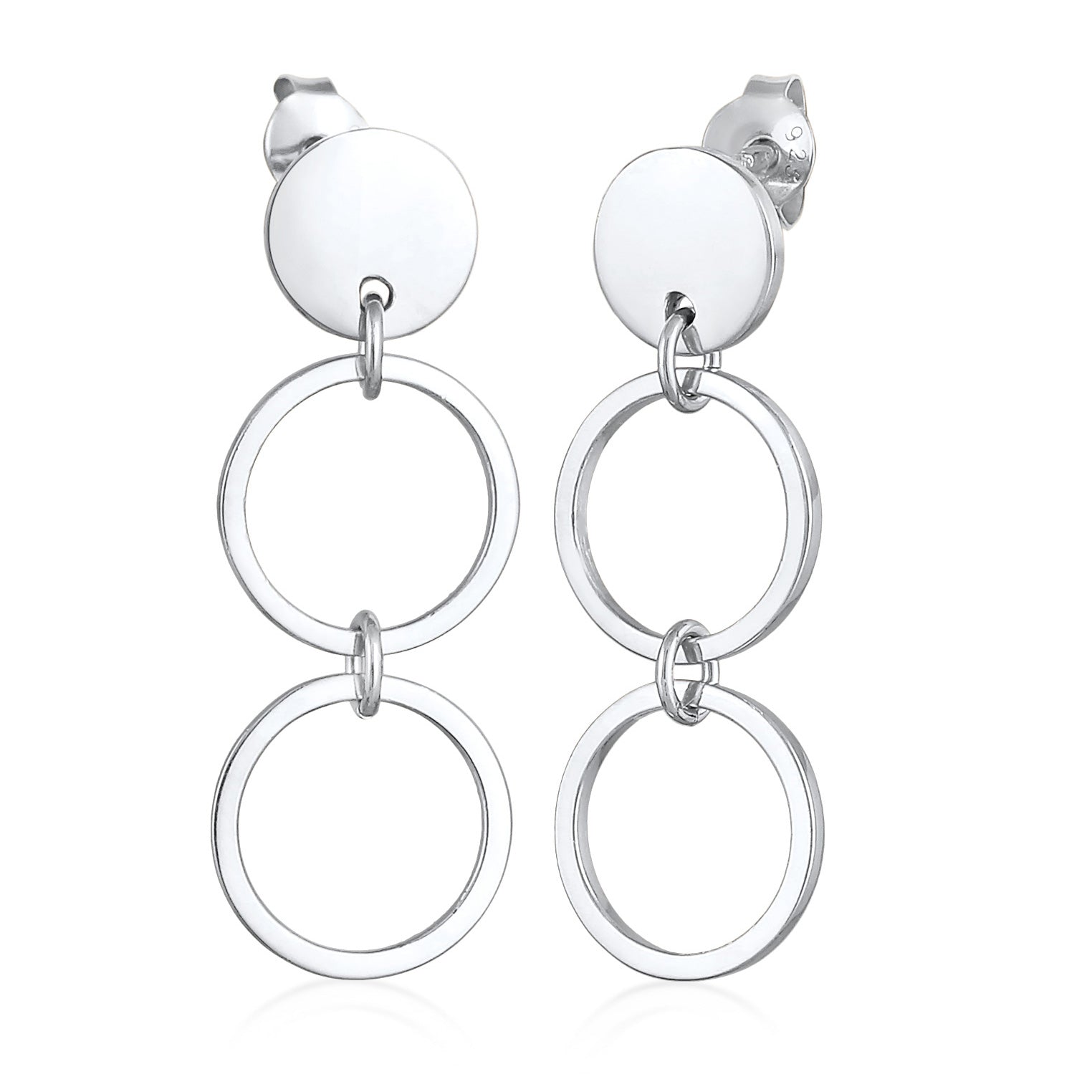 Silber - Elli | Ohrhänger Plättchen Ringe | 925er Sterling Silber