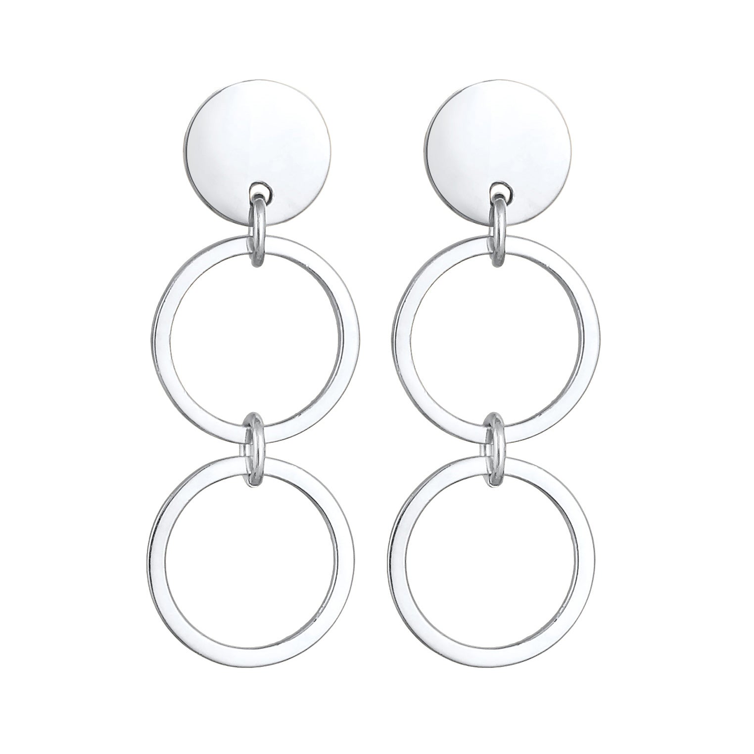 Silber - Elli | Ohrhänger Plättchen Ringe | 925er Sterling Silber