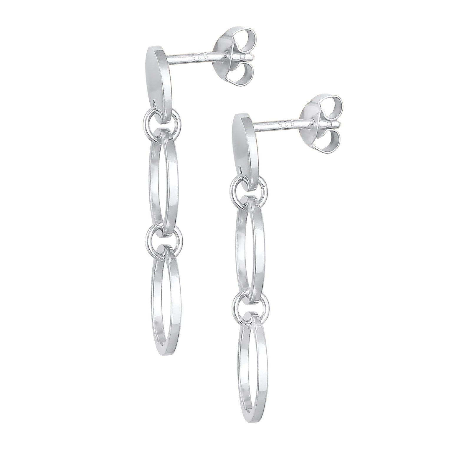 Silber - Elli | Ohrhänger Plättchen Ringe | 925er Sterling Silber