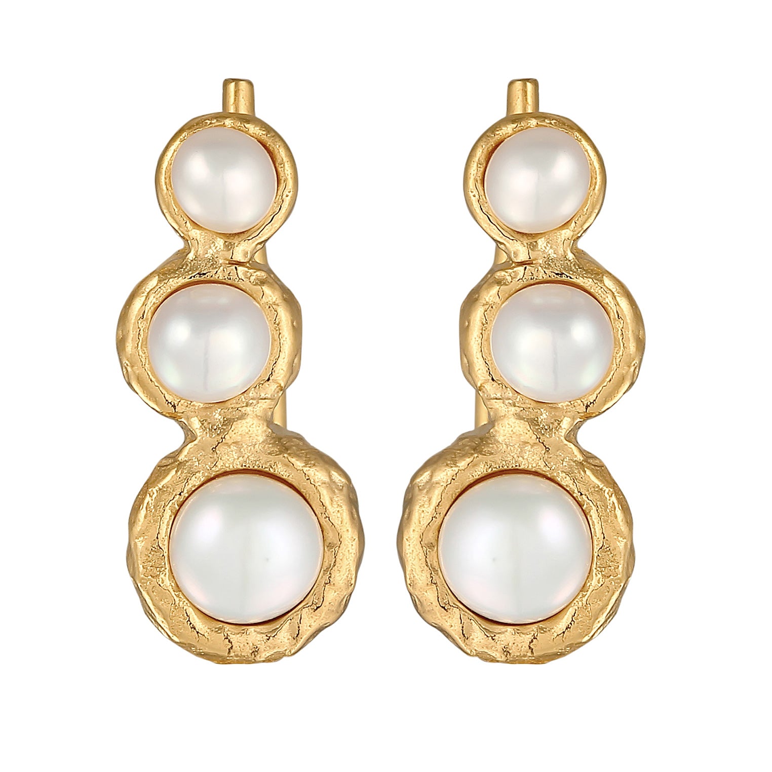 Gold - Elli | Earclimber Organic | Süßwasserperlen | 925er Sterling Silber Vergoldet