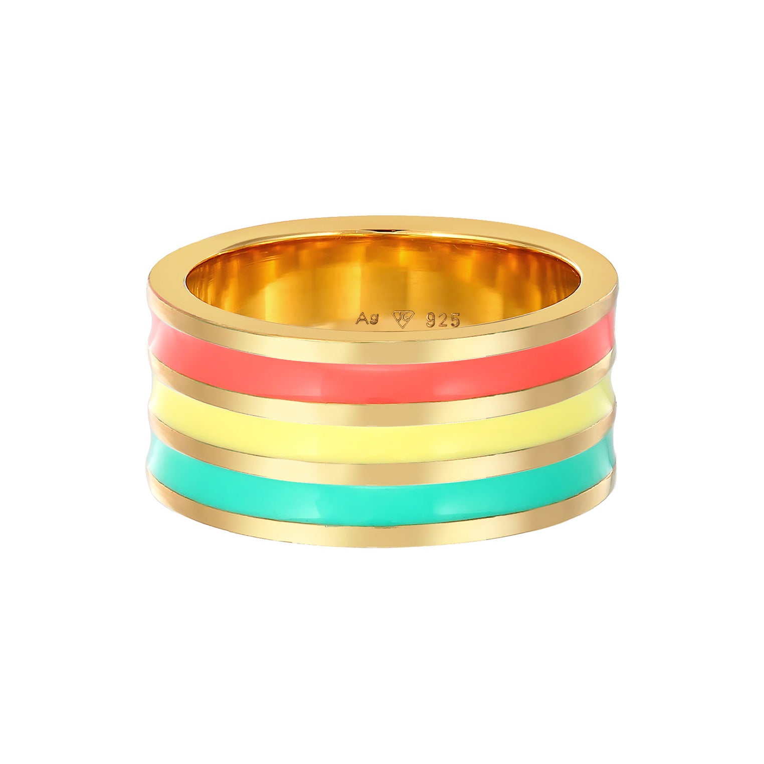 Bunt - Elli | Bandring | Emaille | 925er Sterling Silber Vergoldet