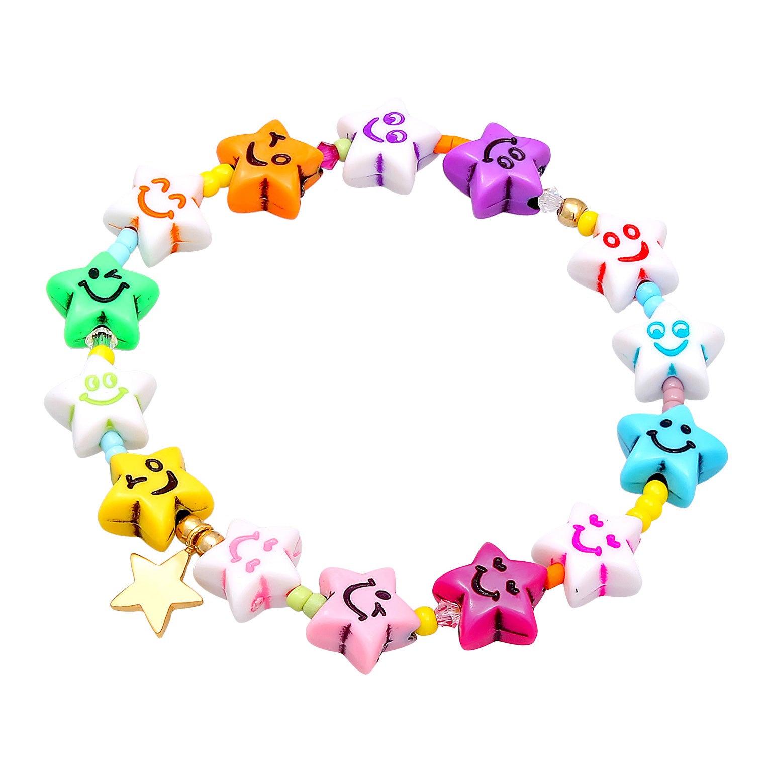 Gold - Elli | Armband mit Smiling Face | Nylon | 925er Sterling Silber