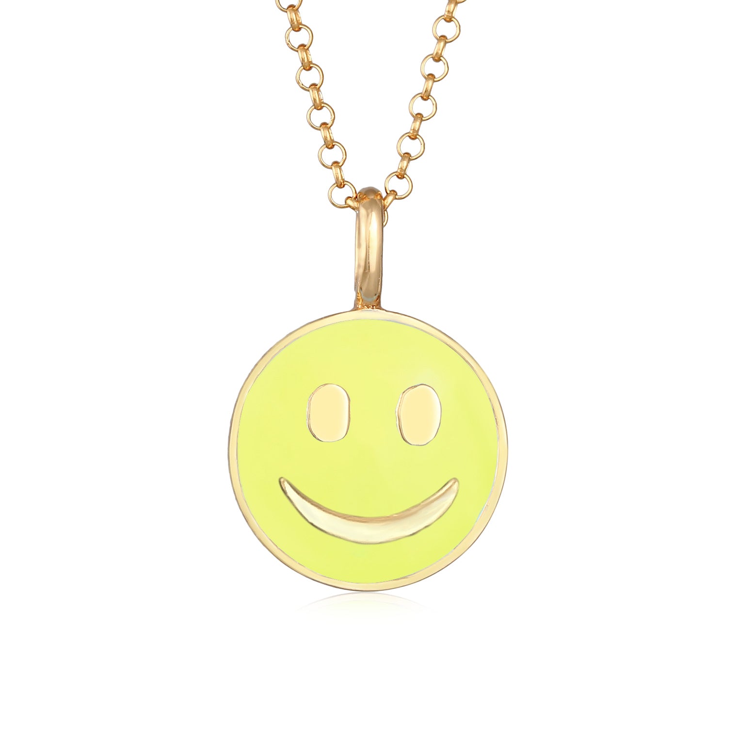 Gelb - Elli | Halskette mit Smiling Face | Emaille | 925er Sterling Silber