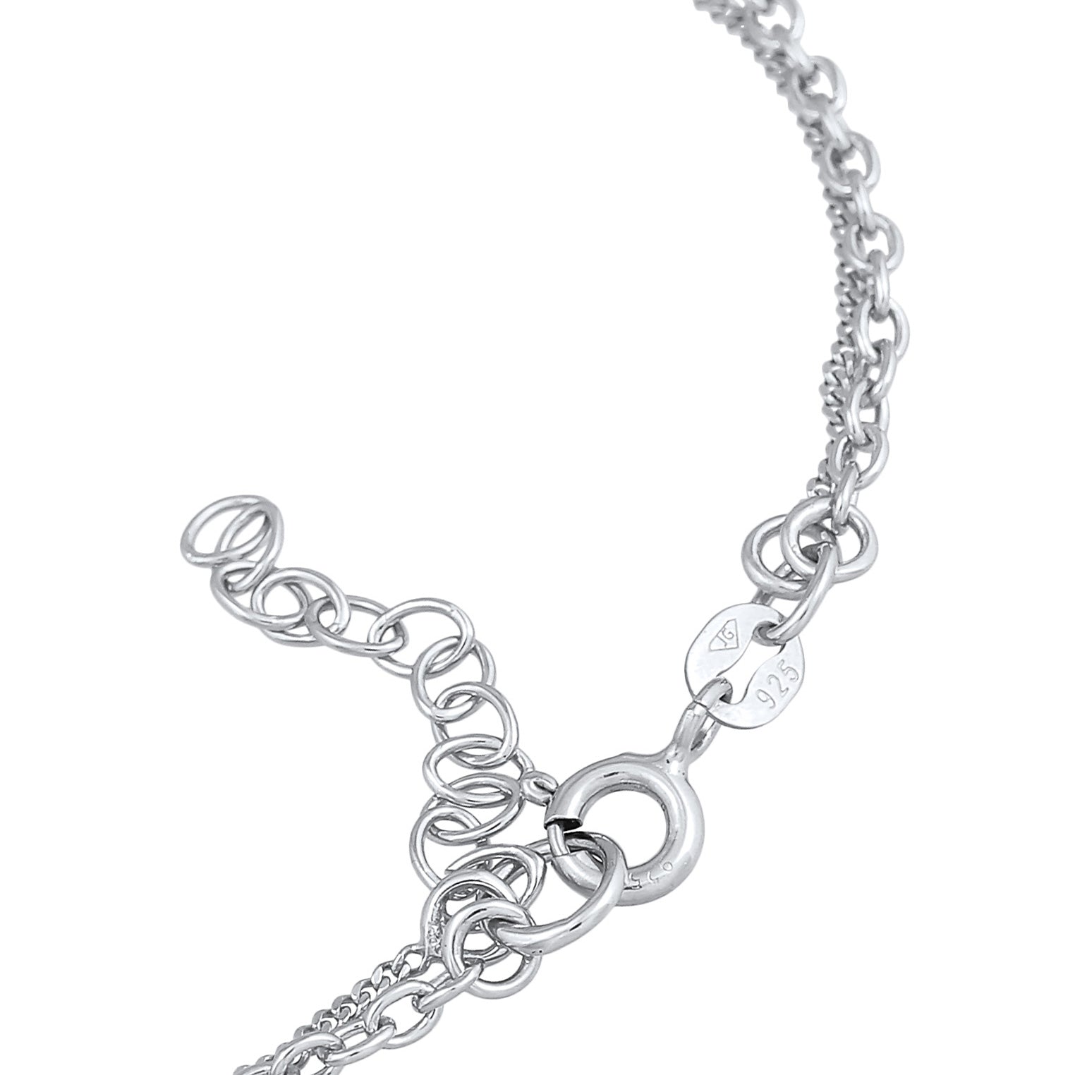 Silber - Elli | Layer-Armband Kreis | Mit Kristallen von Swarovski® (Weiß) | 925er Sterling Silber