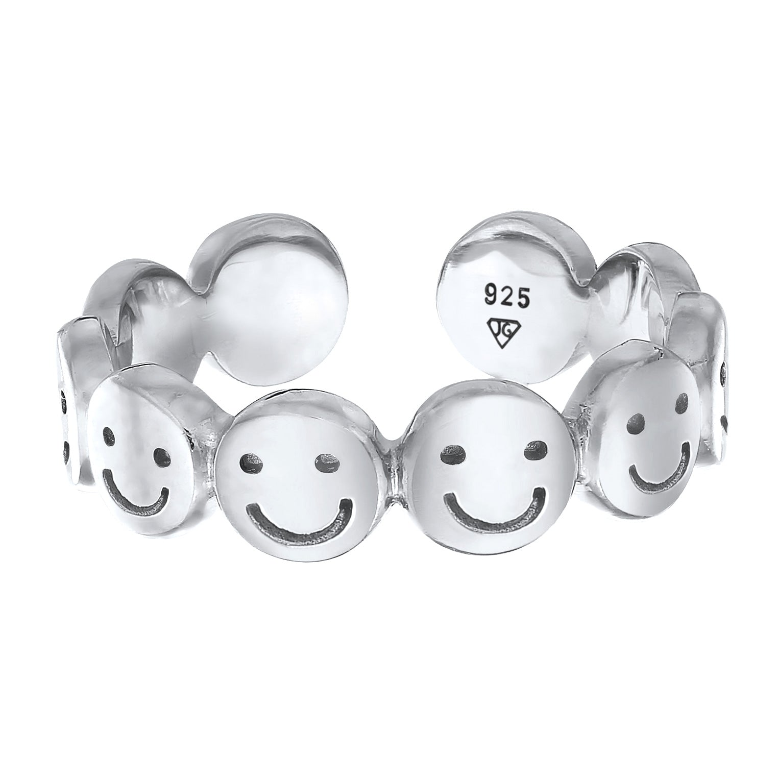 Silber - Elli | Bandring mit Smiling Face Offen | 925er Sterling Silber