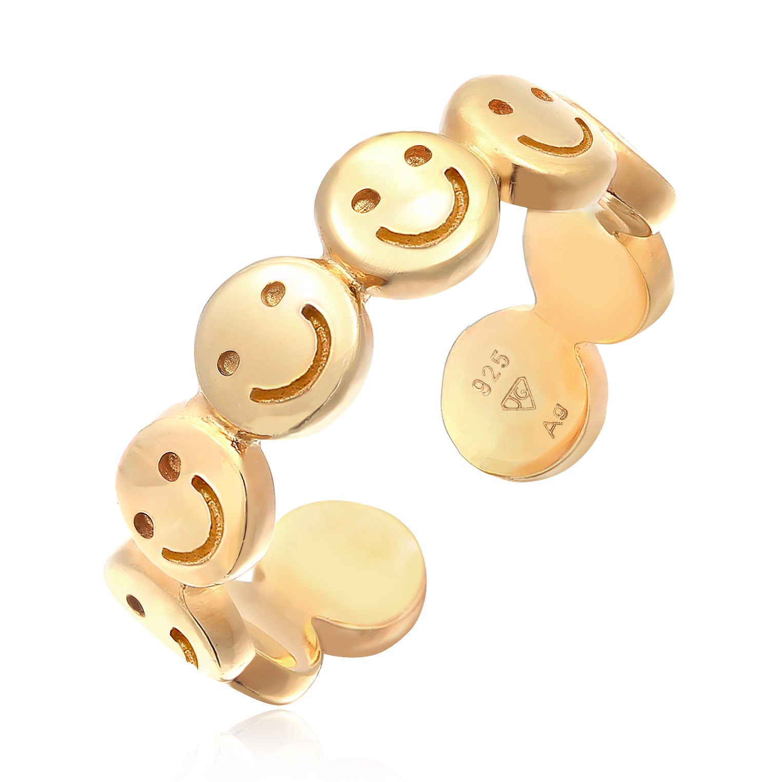 Gold - Elli | Bandring Smiling Offen | 925er Sterling Silber