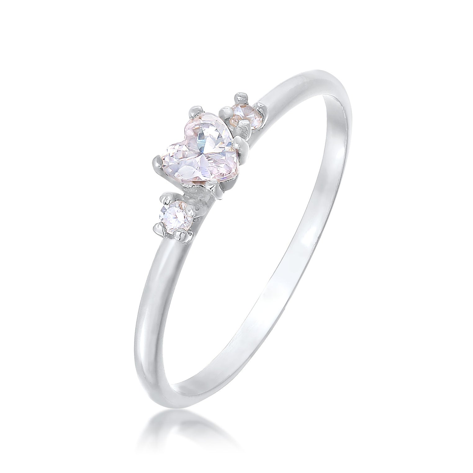 Weiß - Elli | Verlobungsring Herz | Zirkonia (Weiß) | 925er Sterling Silber