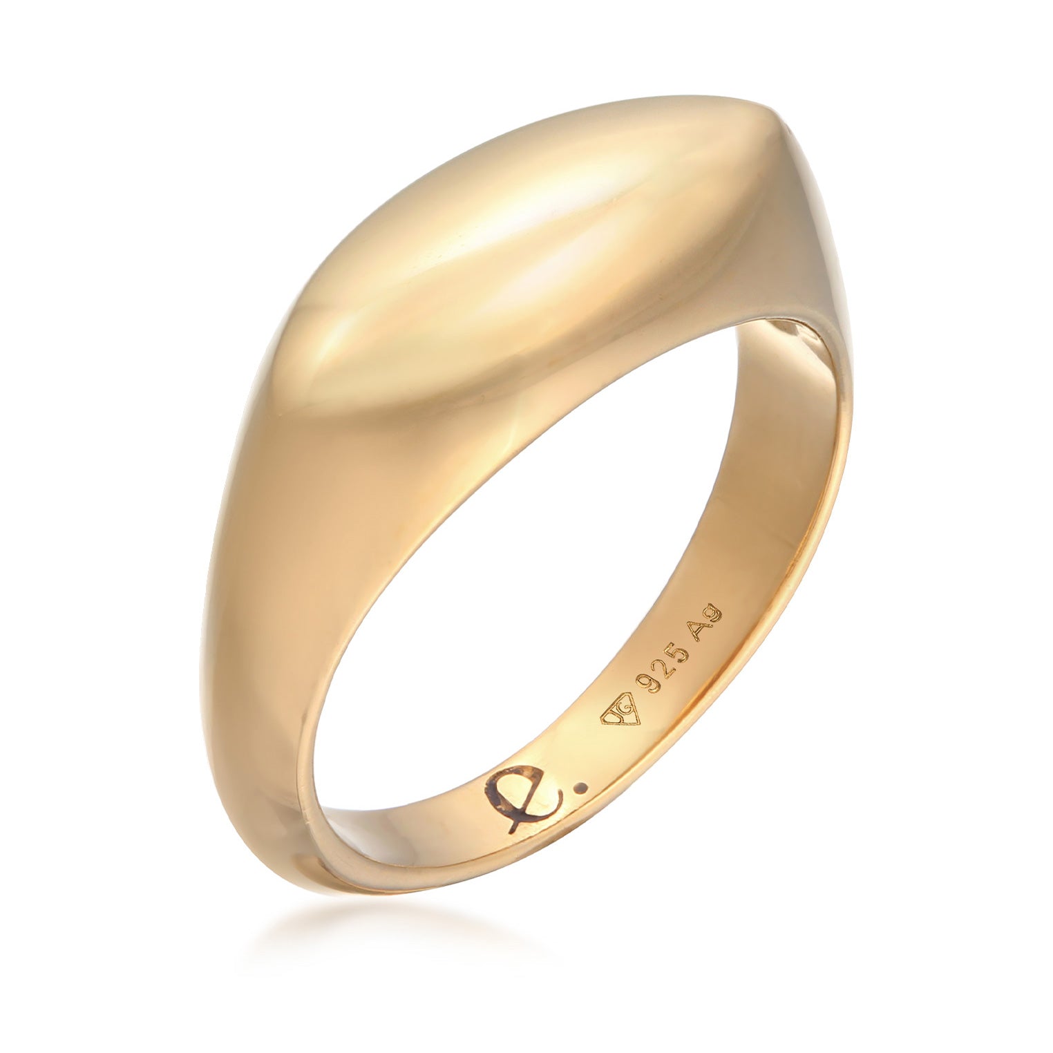 Gold - Elli PREMIUM | Siegelring Marquise Design 925 Silber vergoldet