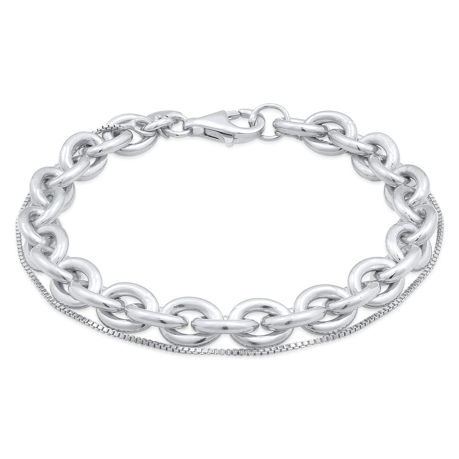 Silber - Elli PREMIUM | Layer-Armband Glieder | 925er Sterling Silber