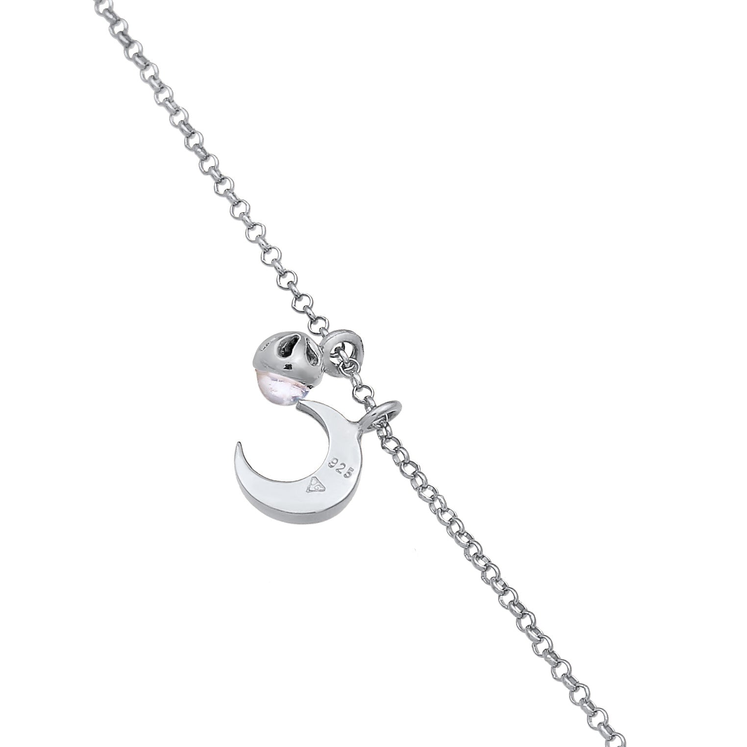 Silber - Elli | Choker Halbmond | Mondstein (Weiß) | 925er Sterling Silber
