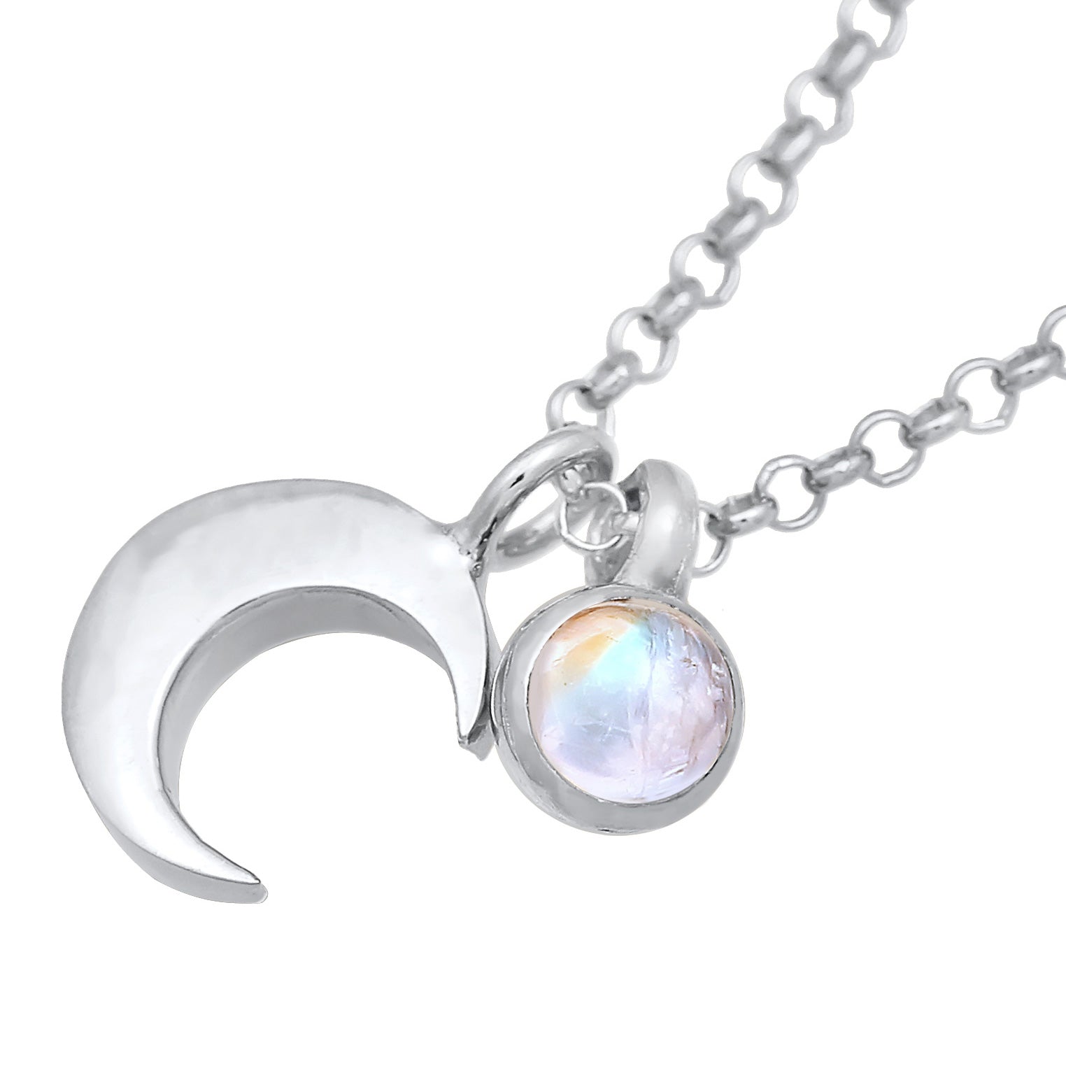 Silber - Elli | Choker Halbmond | Mondstein (Weiß) | 925er Sterling Silber