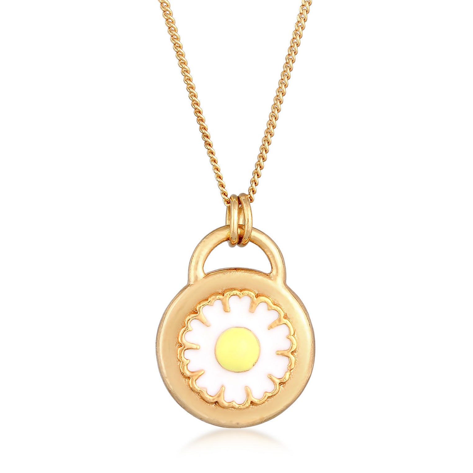 Gold - Elli | Halskette Gänseblümchen | Emaille | 925er Sterling Silber Vergoldet