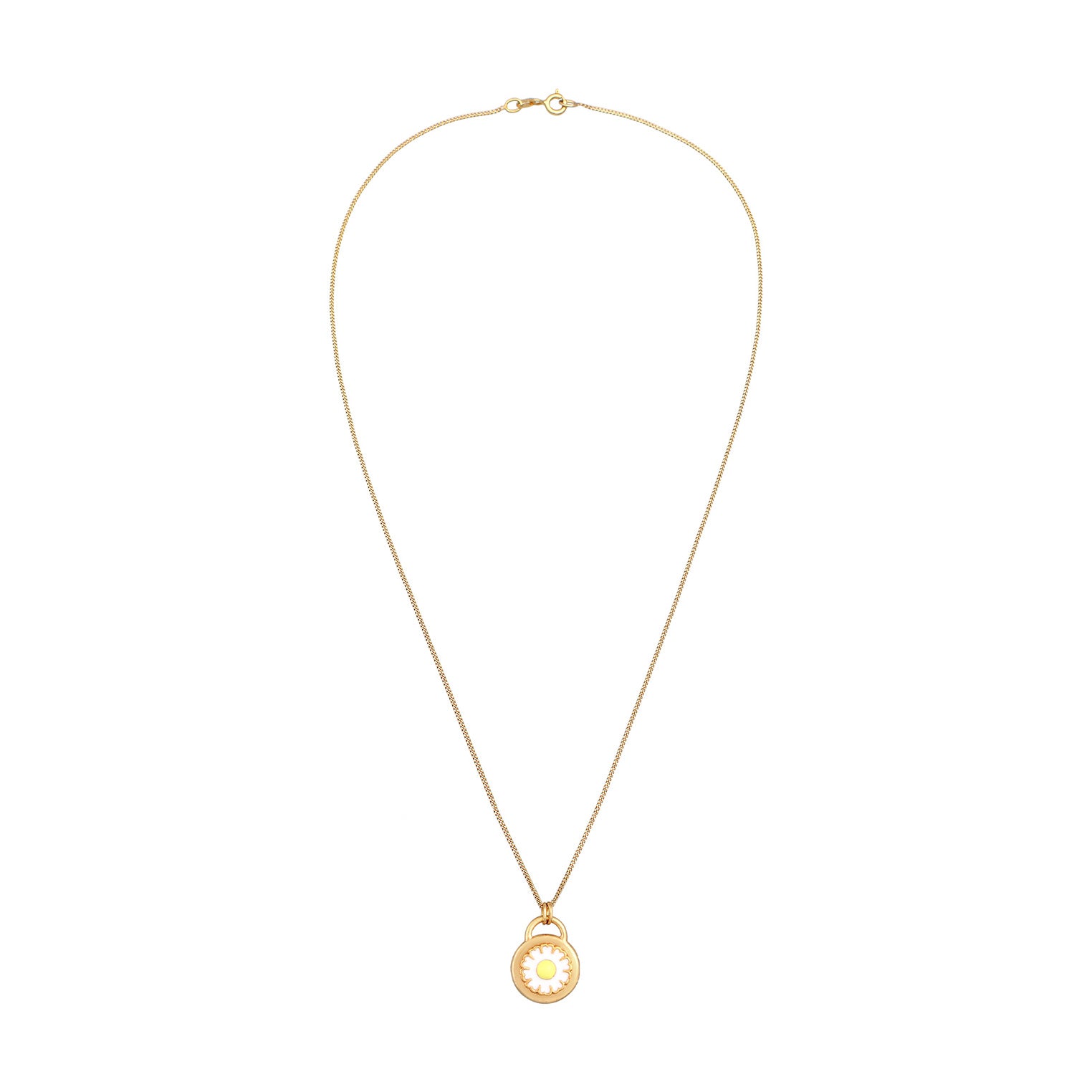 Gold - Elli | Halskette Gänseblümchen | Emaille | 925er Sterling Silber Vergoldet