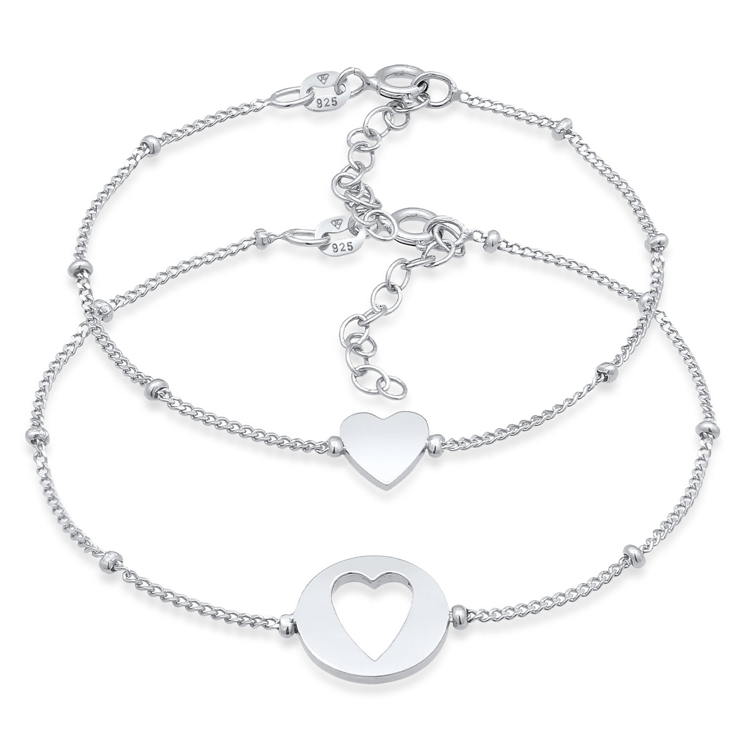 Silber - Elli | Mutter-Kind-Armbandset Herz | 925er Sterling Silber