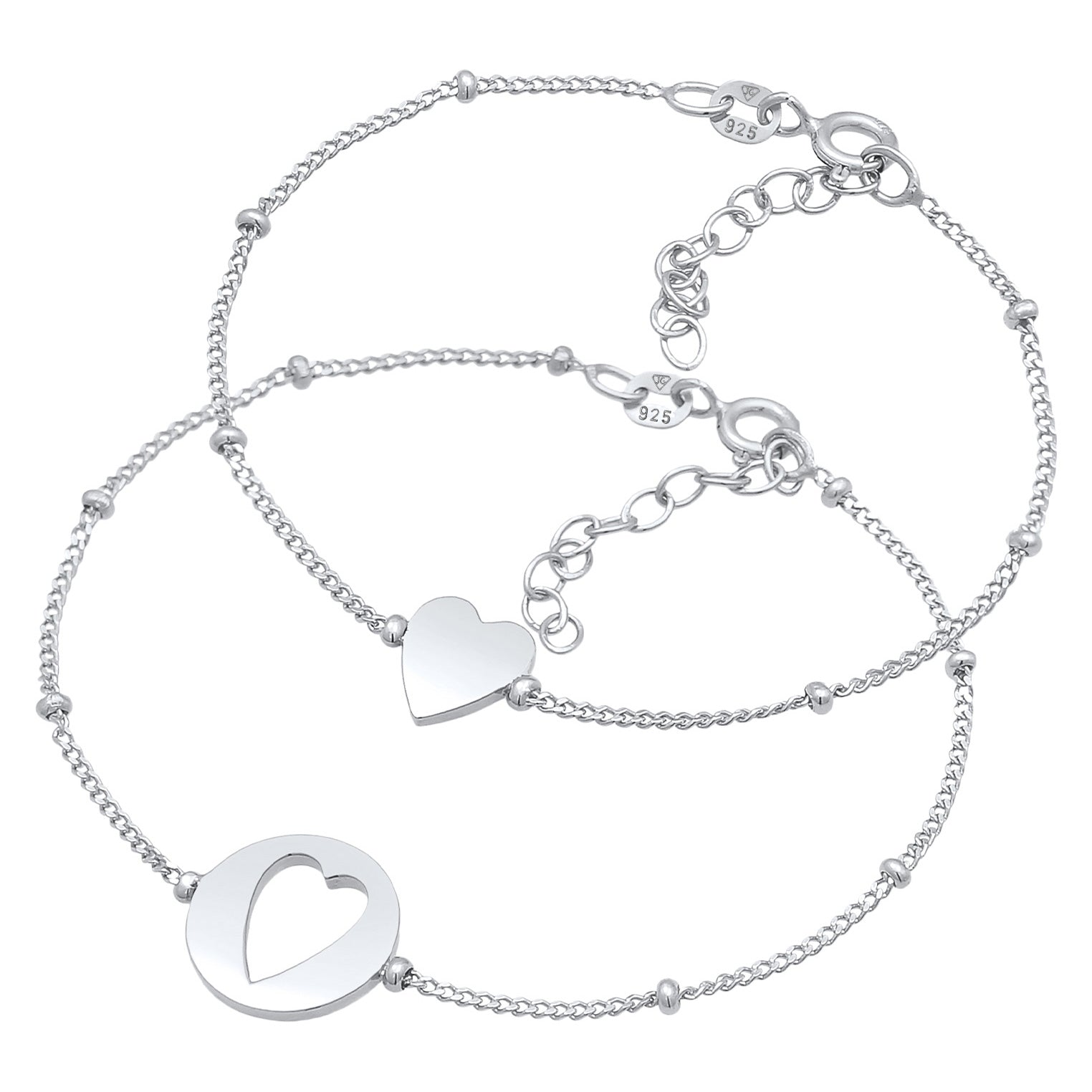 Silber - Elli | Mutter-Kind-Armbandset Herz | 925er Sterling Silber