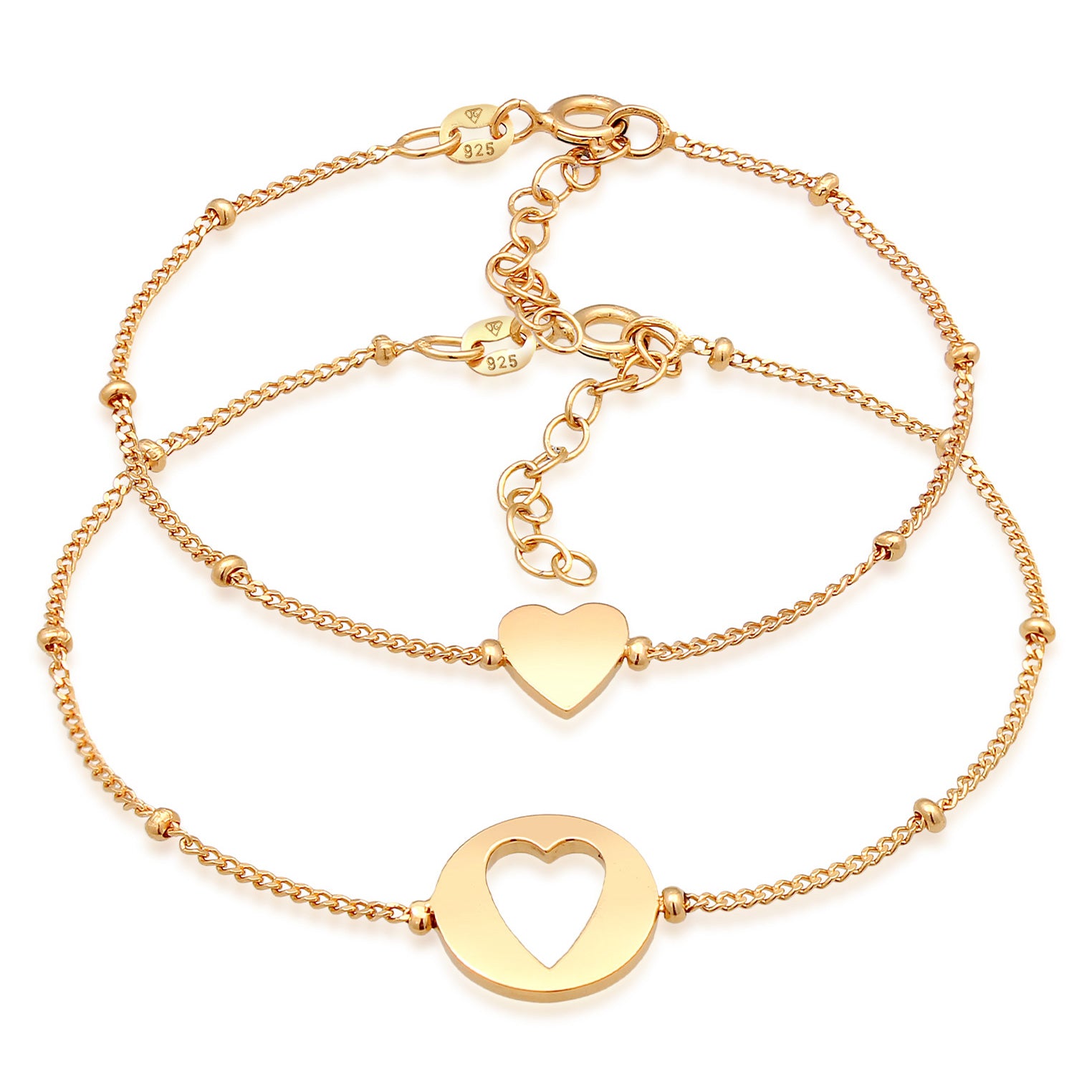 Gold - Elli | Mutter-Kind-Armbandset Herz | 925er Sterling Silber