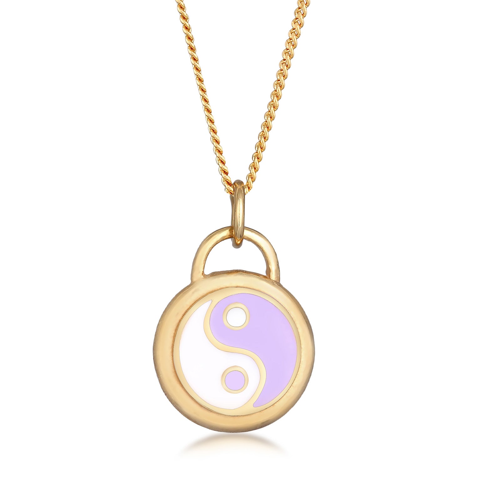 Gold - Elli | Halskette Ying Yang | Emaille | 925er Sterling Silber Vergoldet