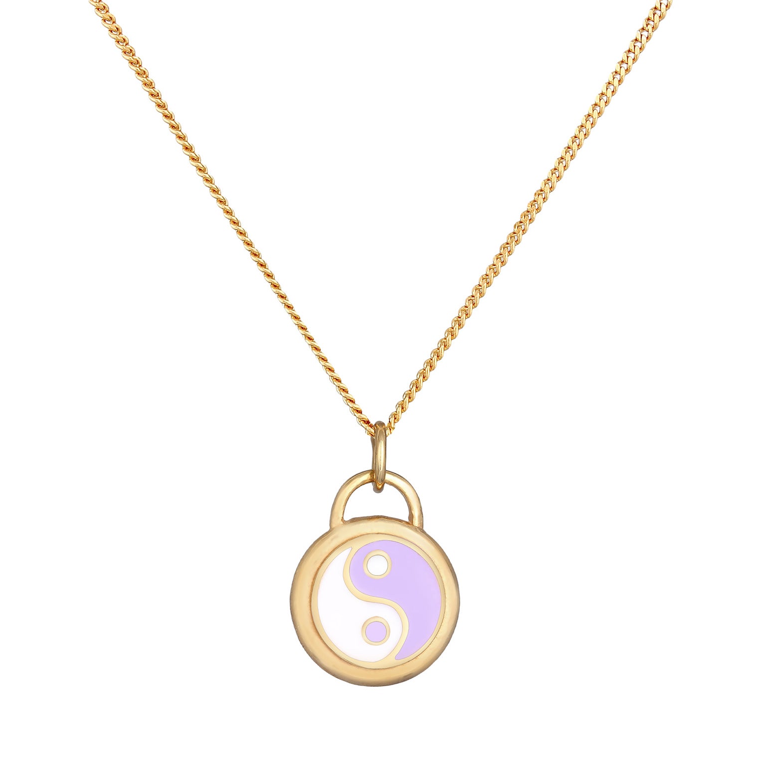 Gold - Elli | Halskette Ying Yang | Emaille | 925er Sterling Silber Vergoldet