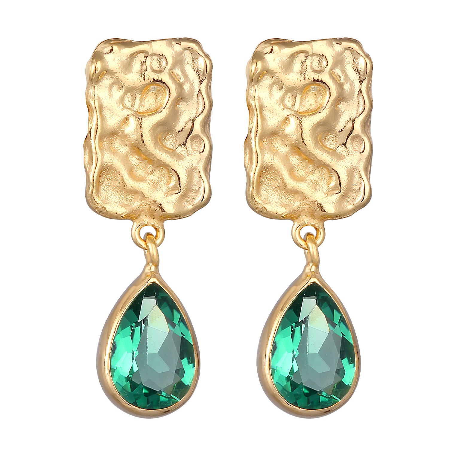 Gold - Elli PREMIUM | Ohrringe Tropfen | Quartz (Grün) | 925er Sterling Silber