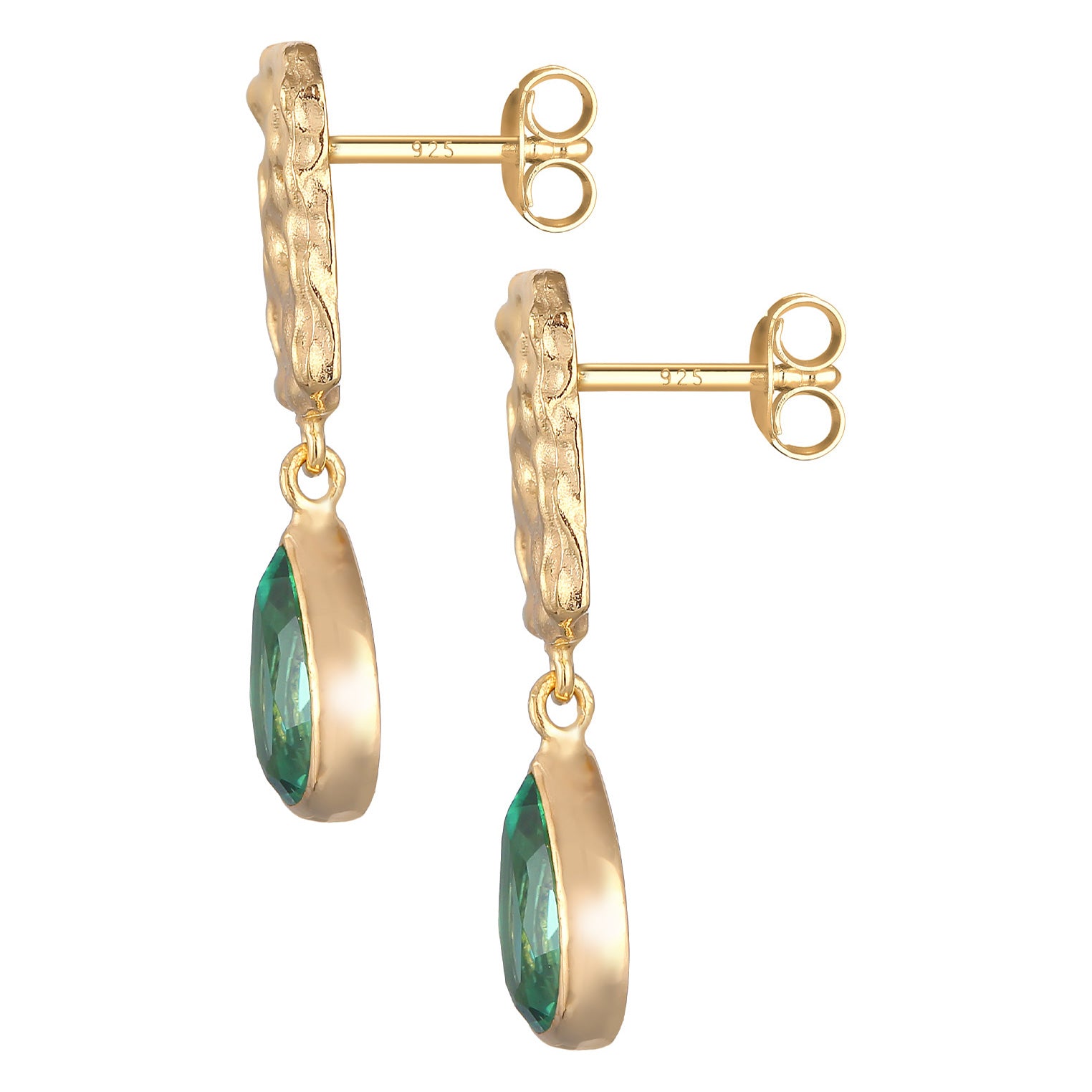 Gold - Elli PREMIUM | Ohrringe Tropfen | Quartz (Grün) | 925er Sterling Silber
