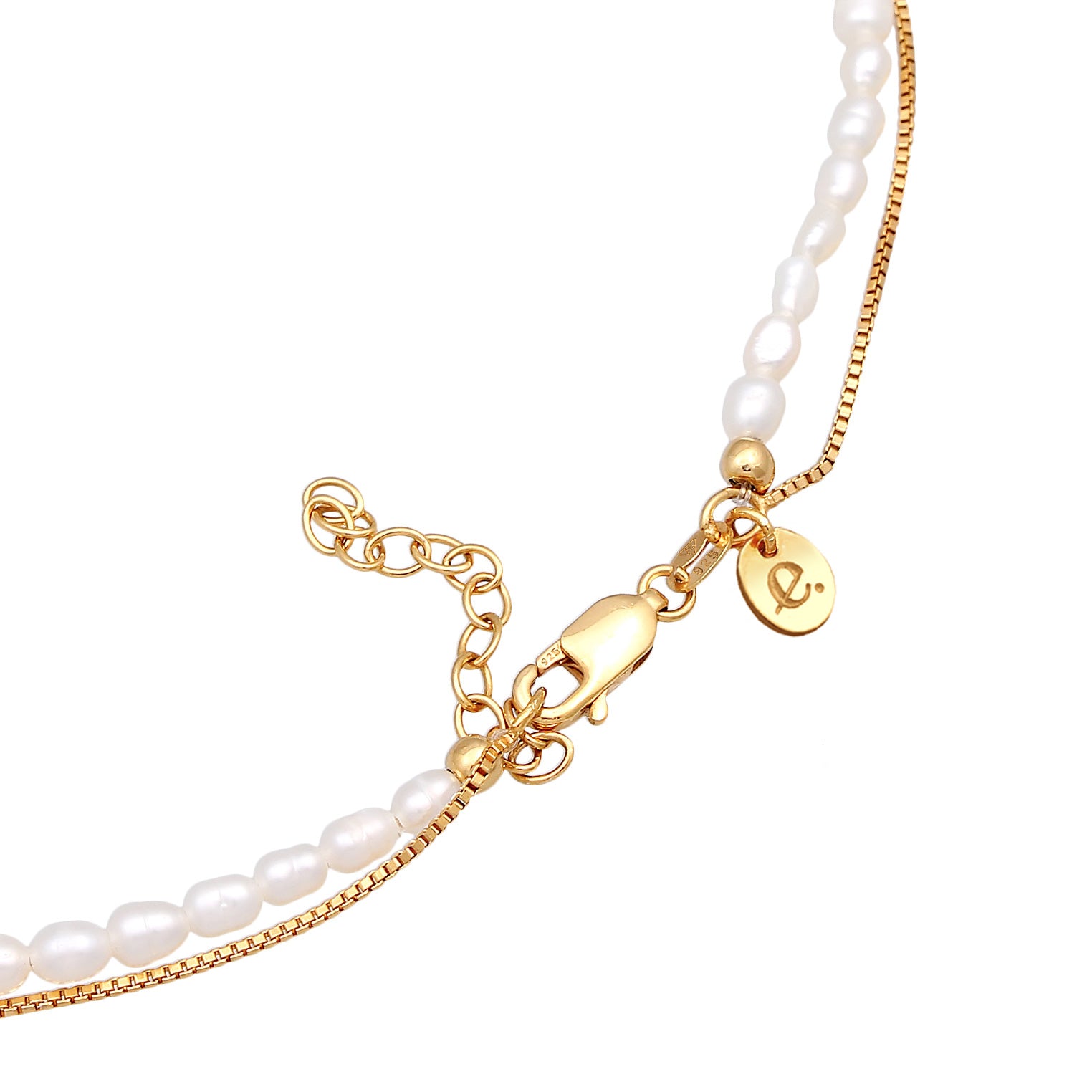 Gold - Elli PREMIUM | Choker Layer Sonne Süßwasserperlen 925 Silber