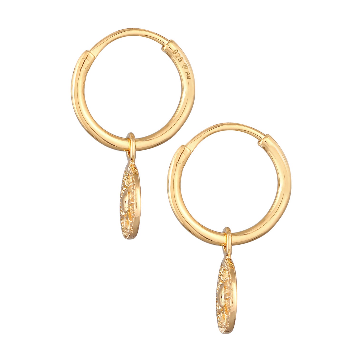 Gold - Elli | Creolen Plättchen Vintage | 925er Sterling Silber Vergoldet