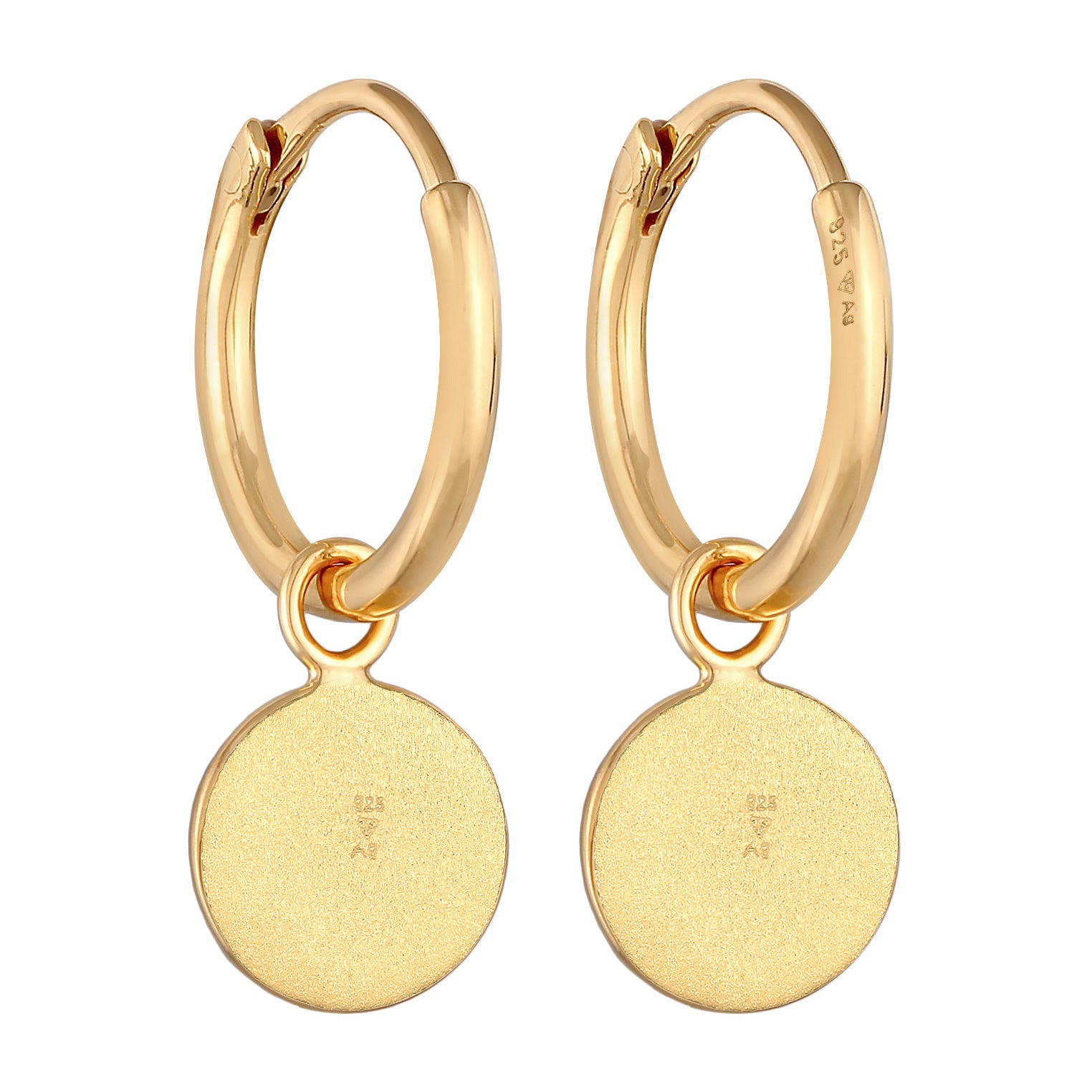 Gold - Elli | Creolen Plättchen Vintage | 925er Sterling Silber Vergoldet