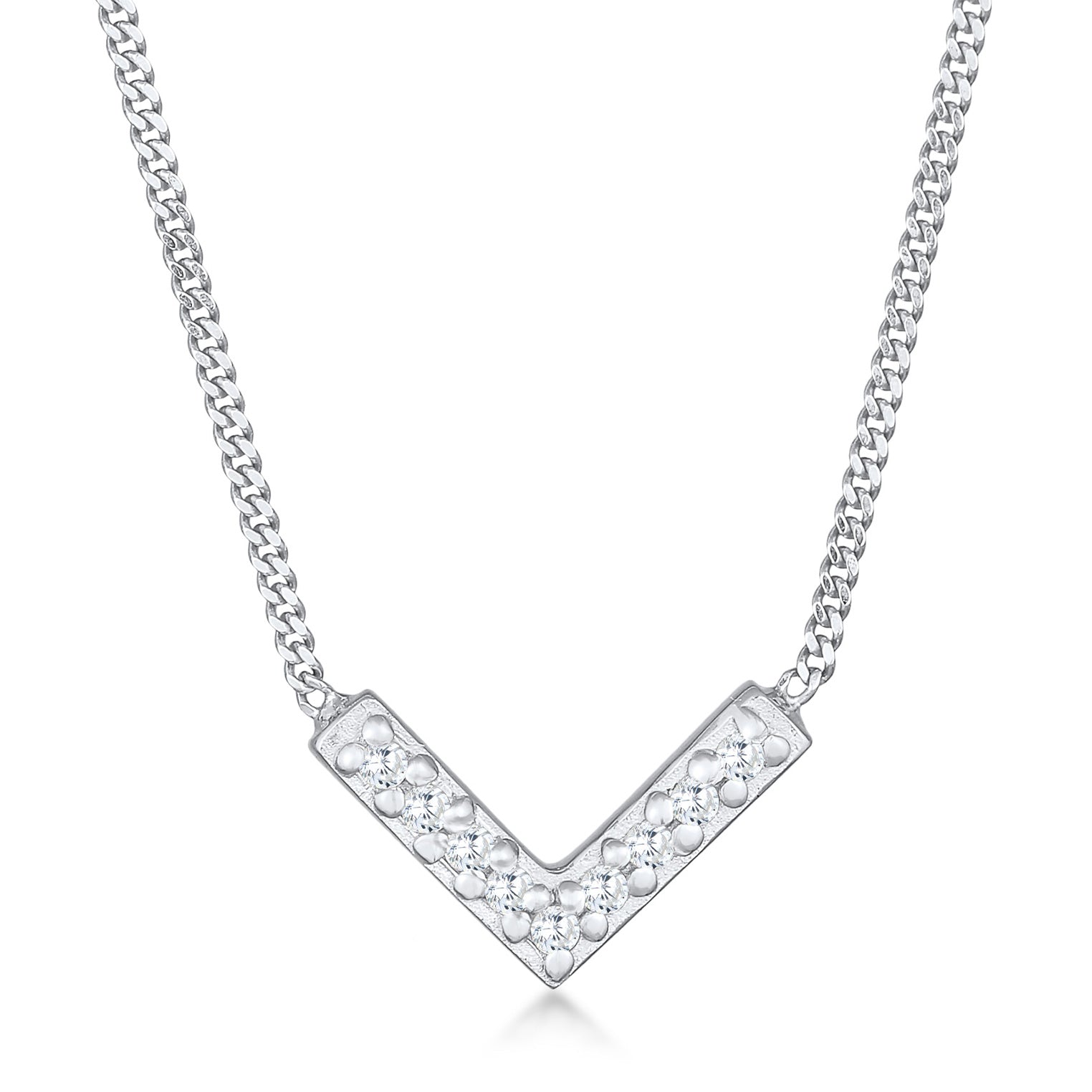 Necklace V Shape Zirconia (White)