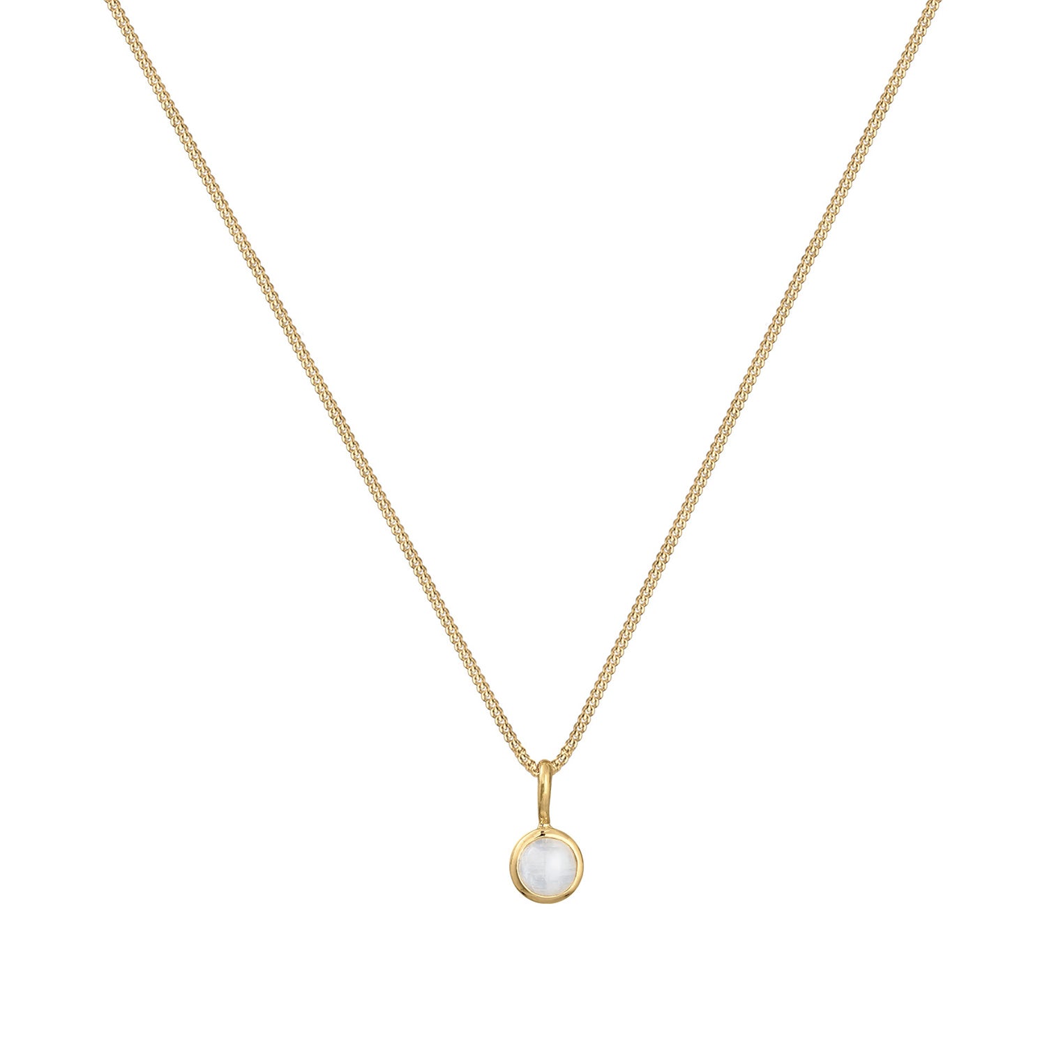 Gold - Elli PREMIUM | Halskette Rund | Mondstein (Weiß) | 375er Gelbgold