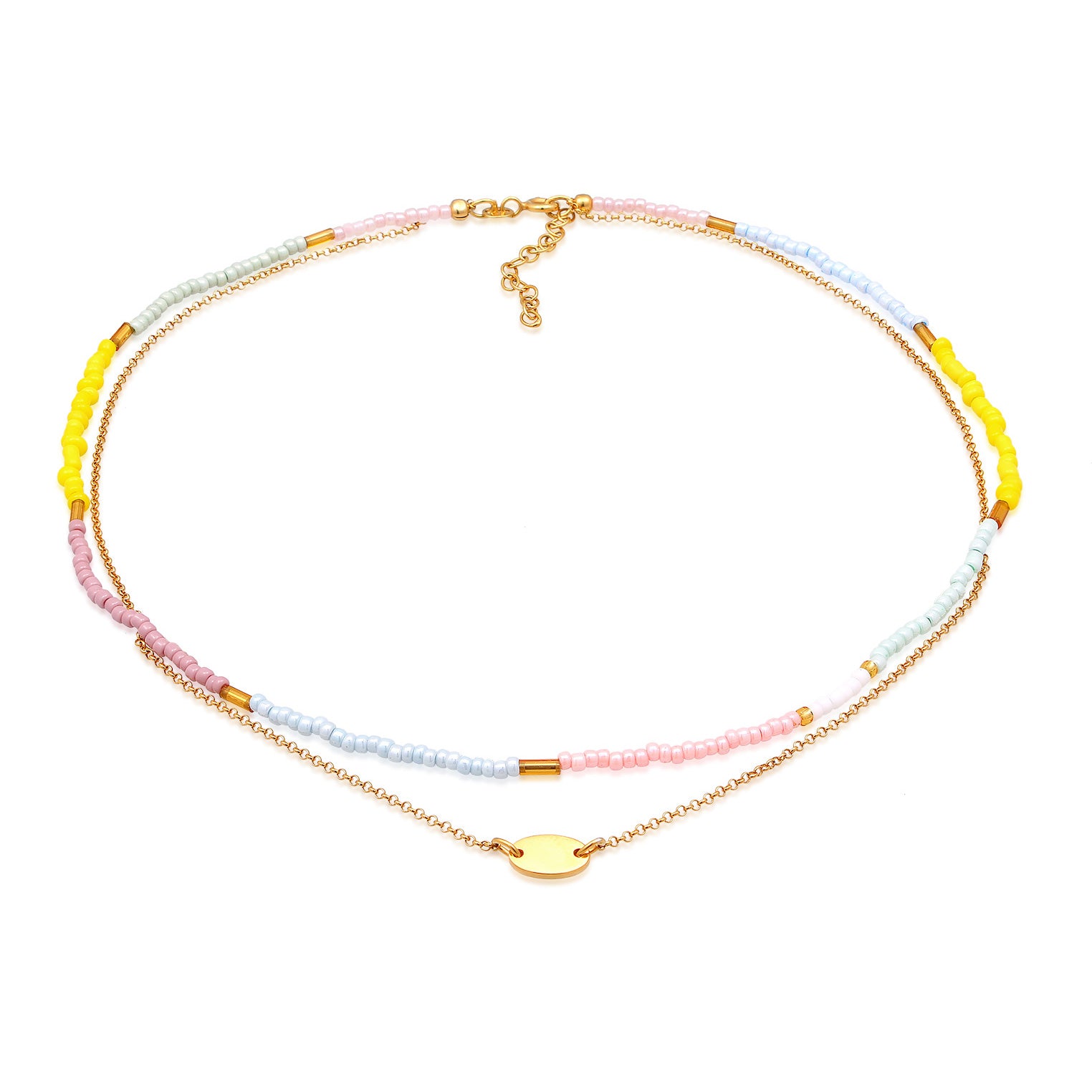 Gold - Elli | Choker Layer Beads | 925er Sterling sIlber Vergoldet