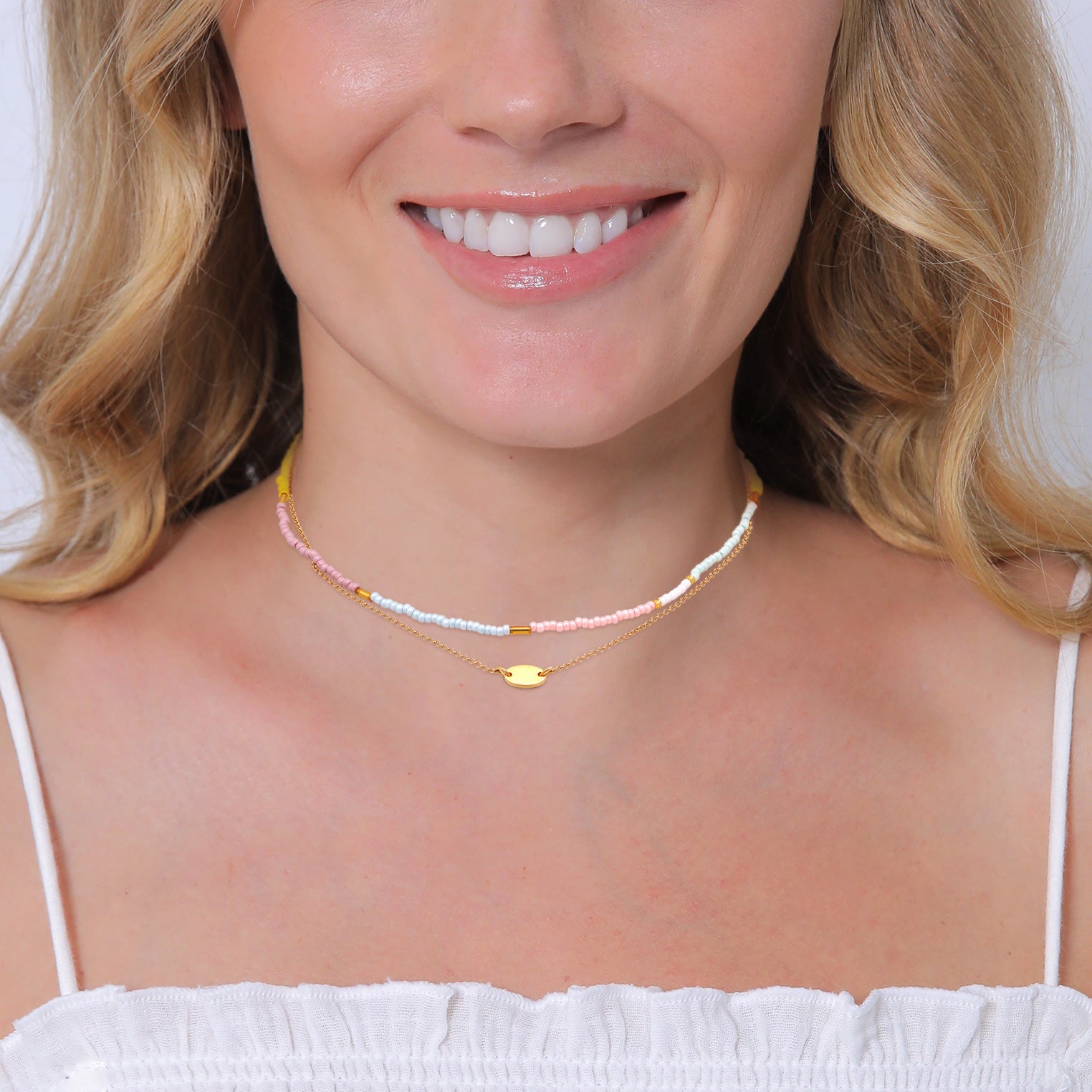 Gold - Elli | Choker Layer Beads | 925er Sterling sIlber Vergoldet
