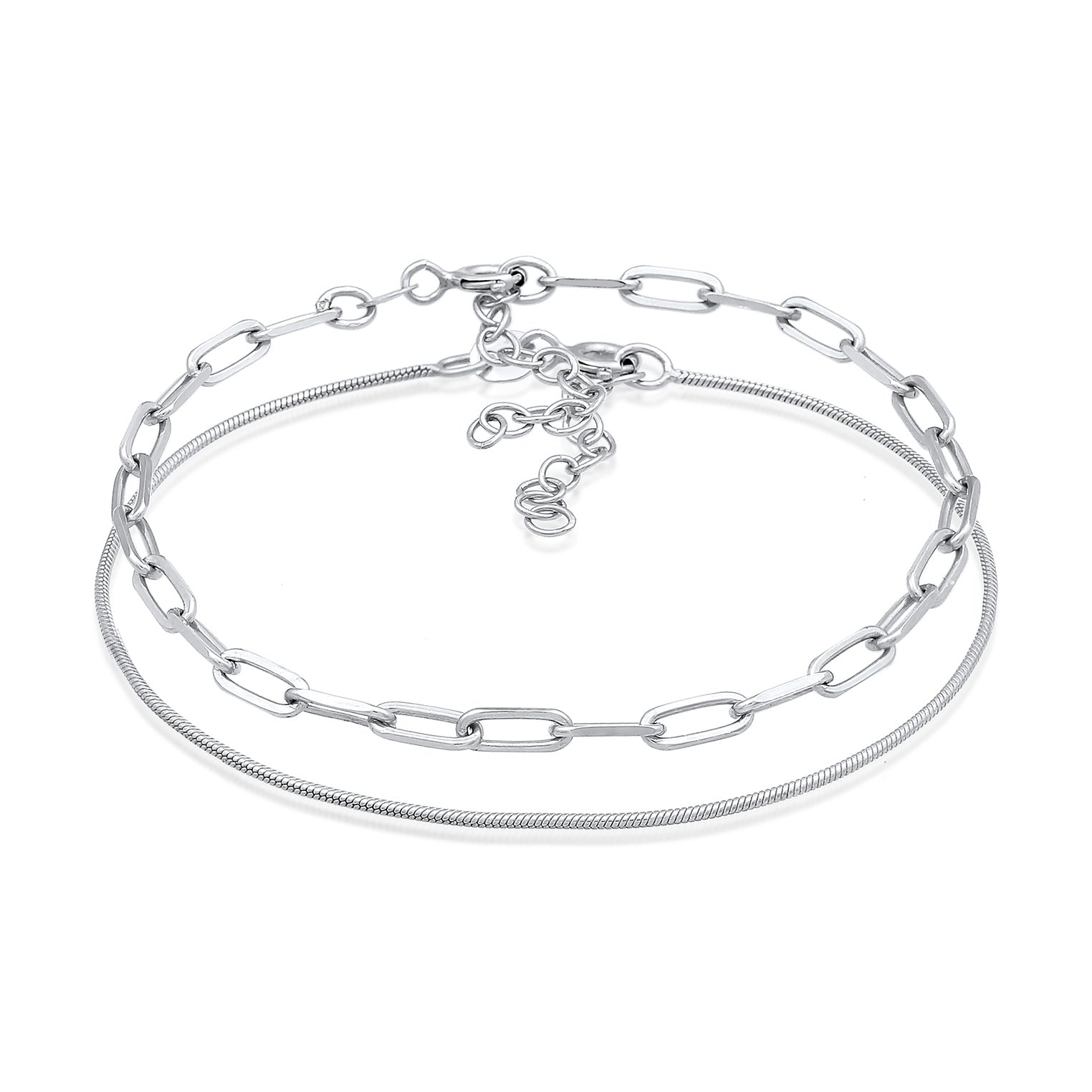 Silber - Elli PREMIUM | Glieder- & Schlangenarmband 2er Set | 925er Sterling Silber